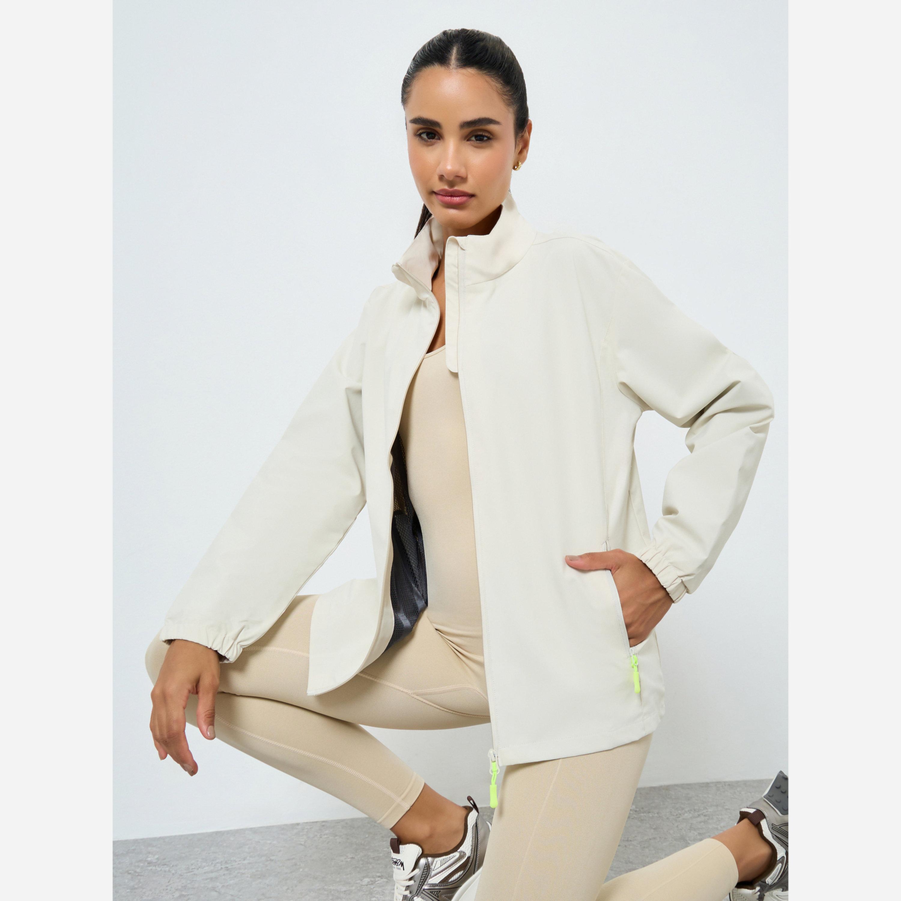 ستايلي - جاكيت واقٍ من الرياح بسحاب لون مغاير-women-clothing-sportswearandactivewear-coatsandjackets-jackets-image-2