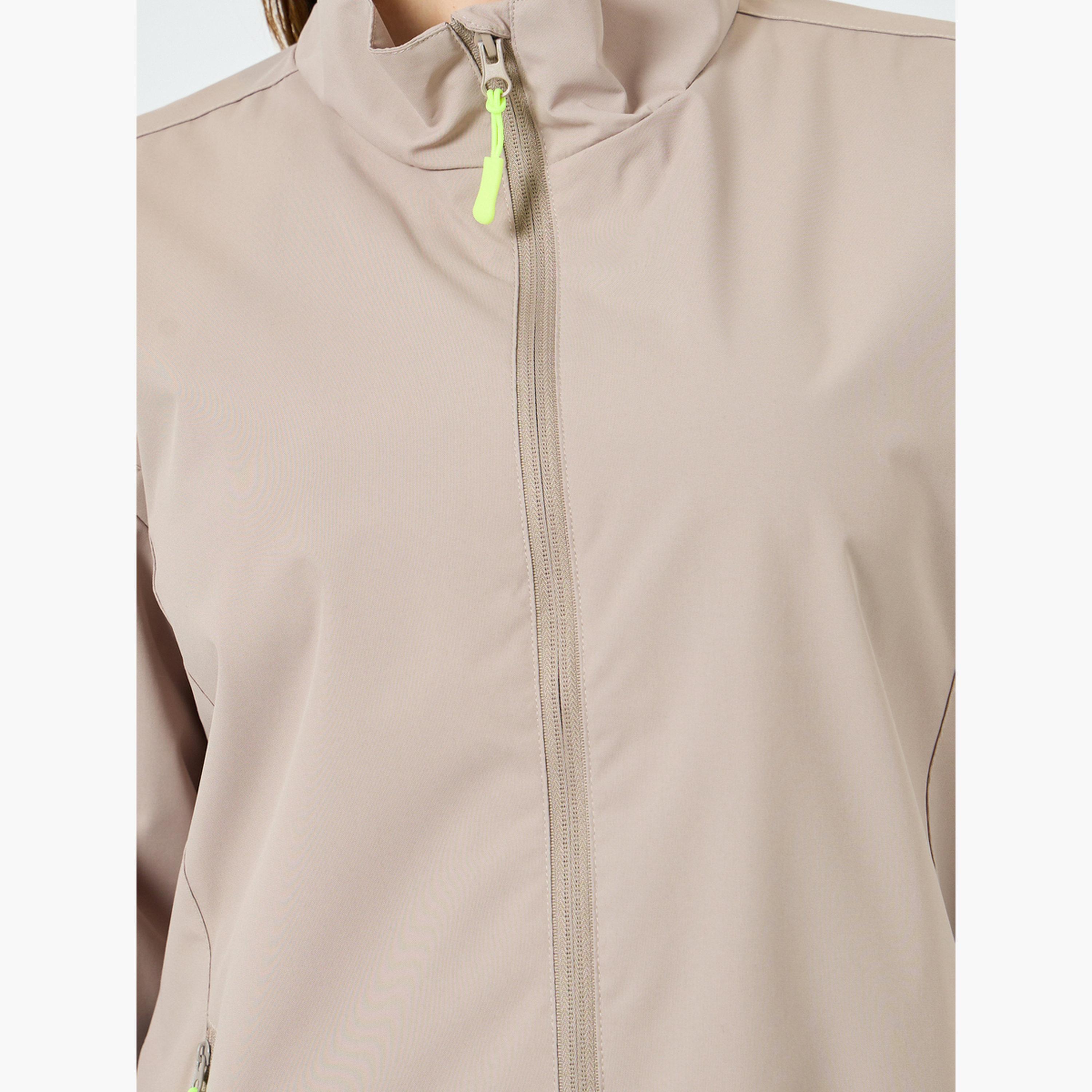 Styli Women Beige Windbreaker Contrast Zip Jacket-women-winterwear-coatsandjackets-jackets-image-5