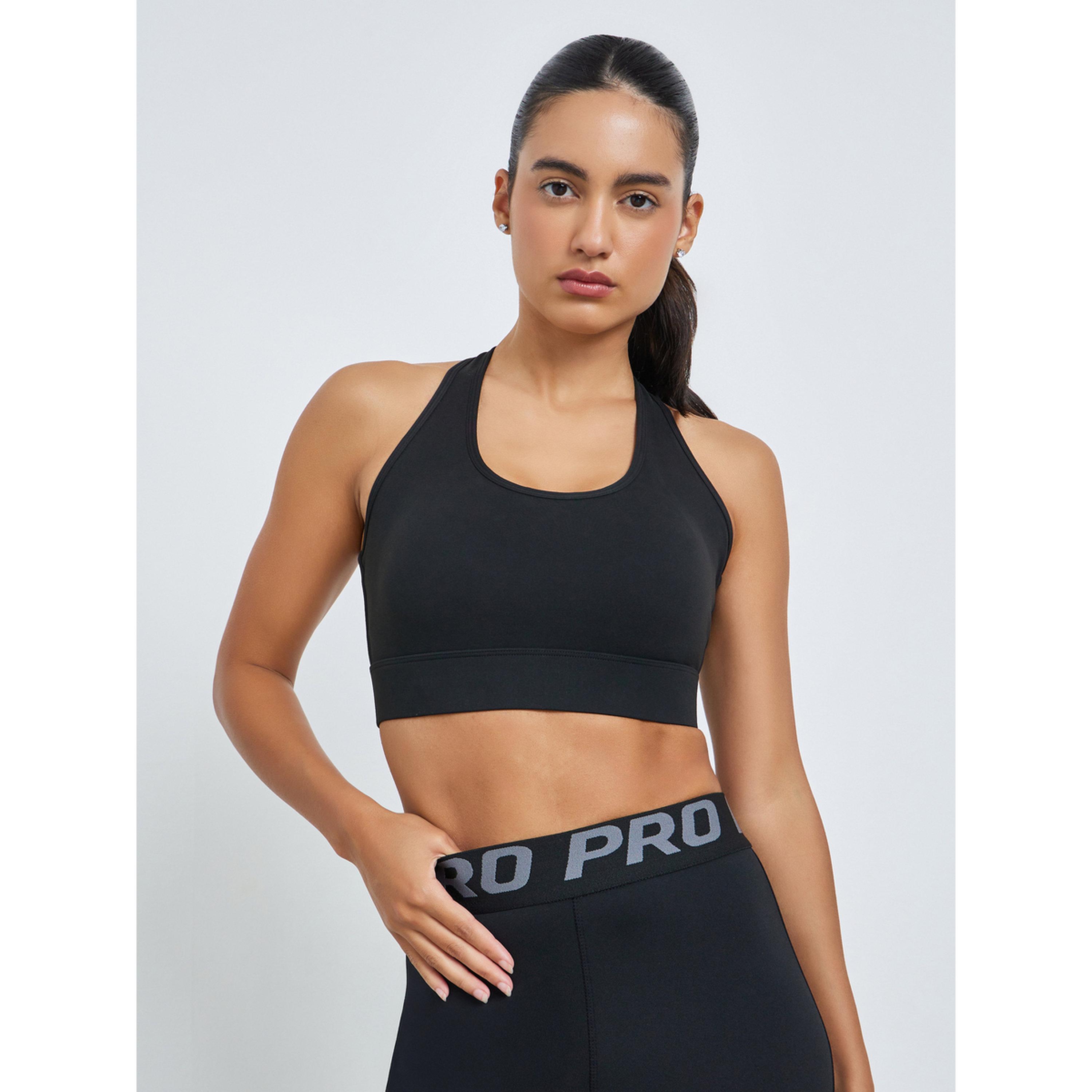Styli Black Multi Back Strap Hook and Eye Sports Bra - Medium Support-women-clothing-sportswearandactivewear-sportsbras-image-1