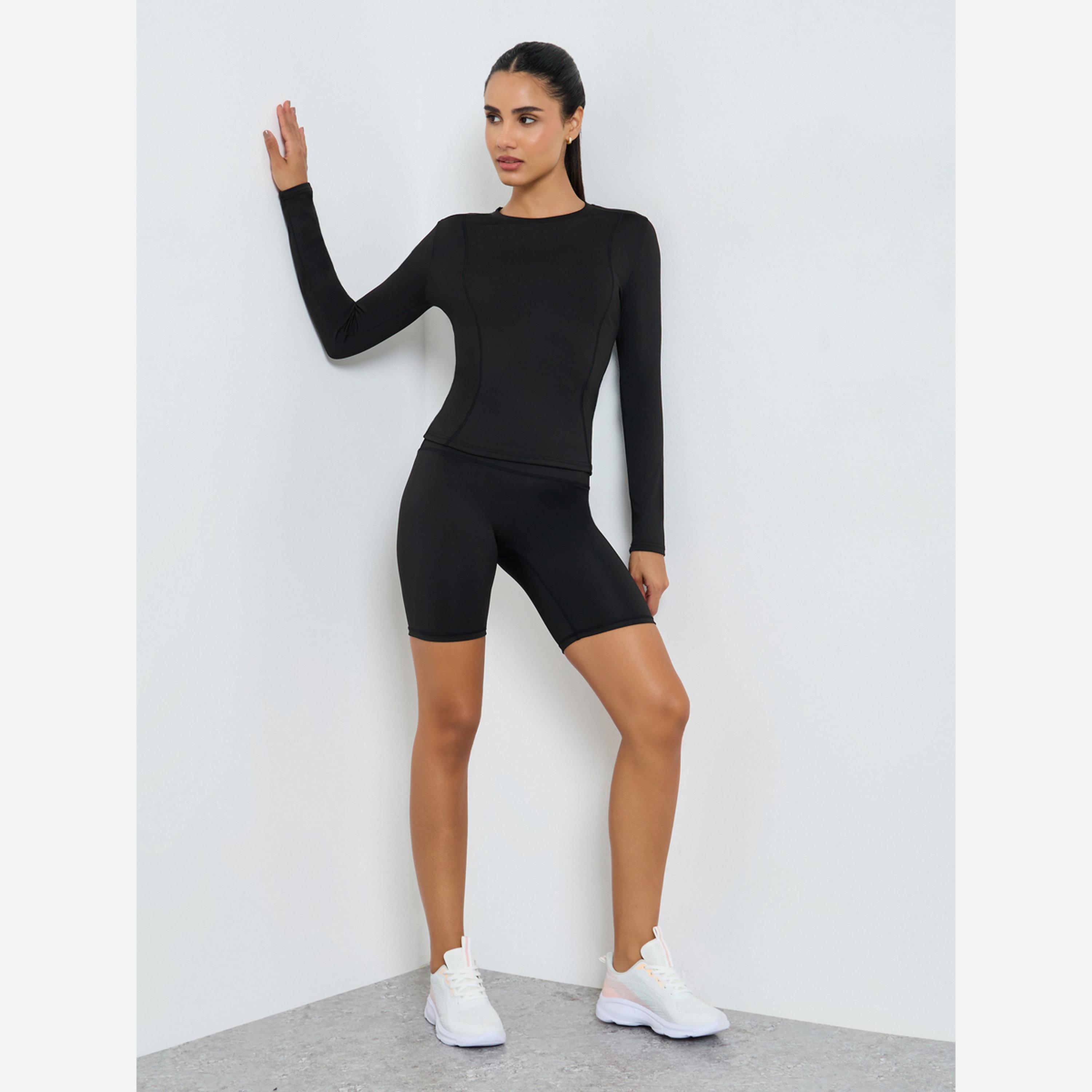 Styli Round Neck Fitted Long Sleeve Top-women-clothing-sportswearandactivewear-tshirtsandvests-image-3