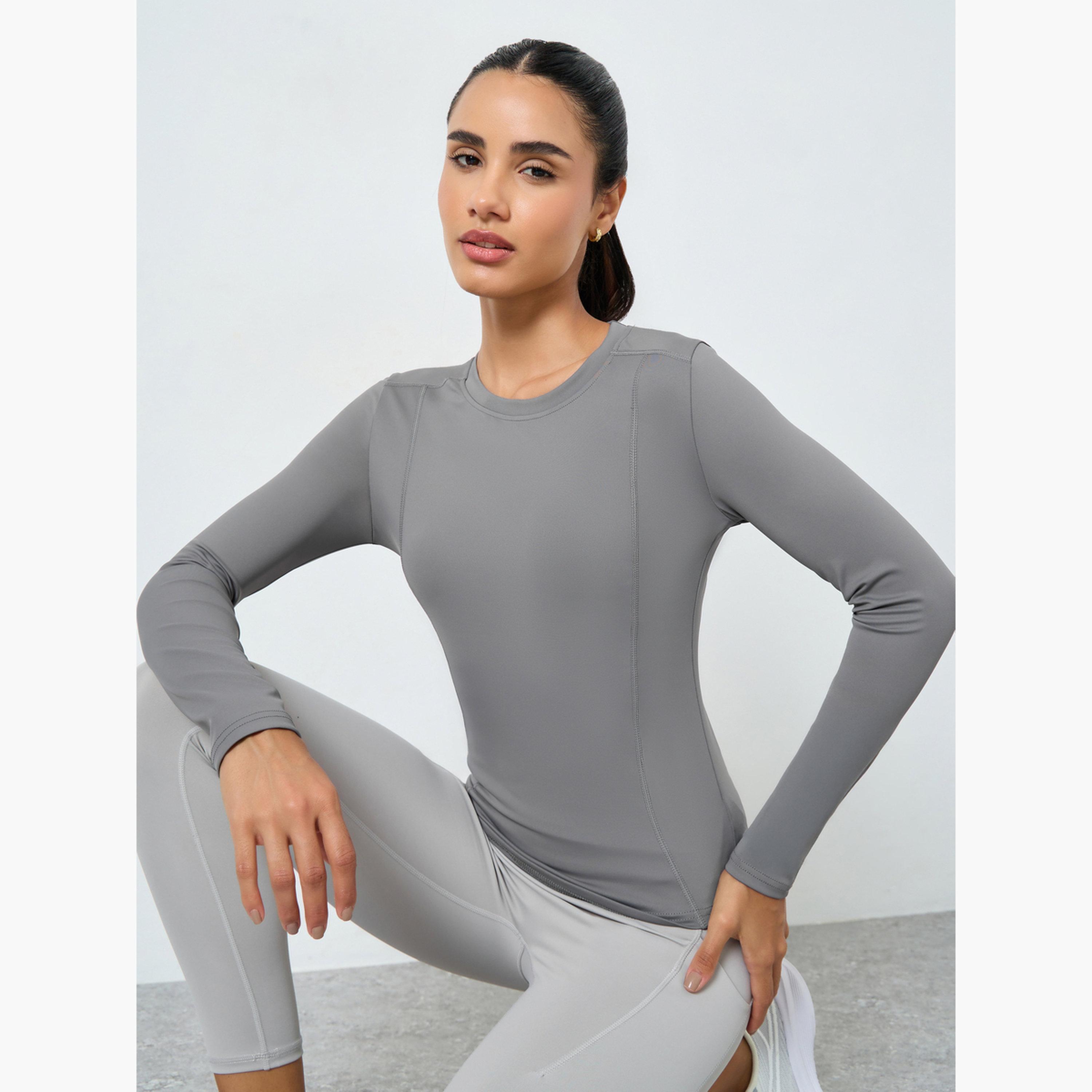 Styli Round Neck Fitted Long Sleeve Top-women-clothing-tshirts-image-3
