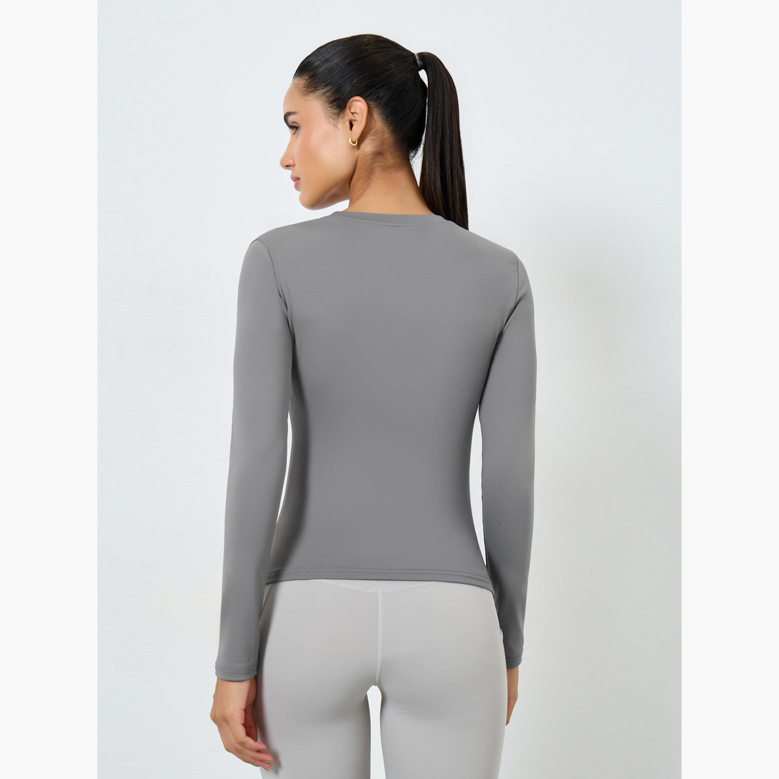 Styli Round Neck Fitted Long Sleeve Top-women-clothing-tshirts-image-4