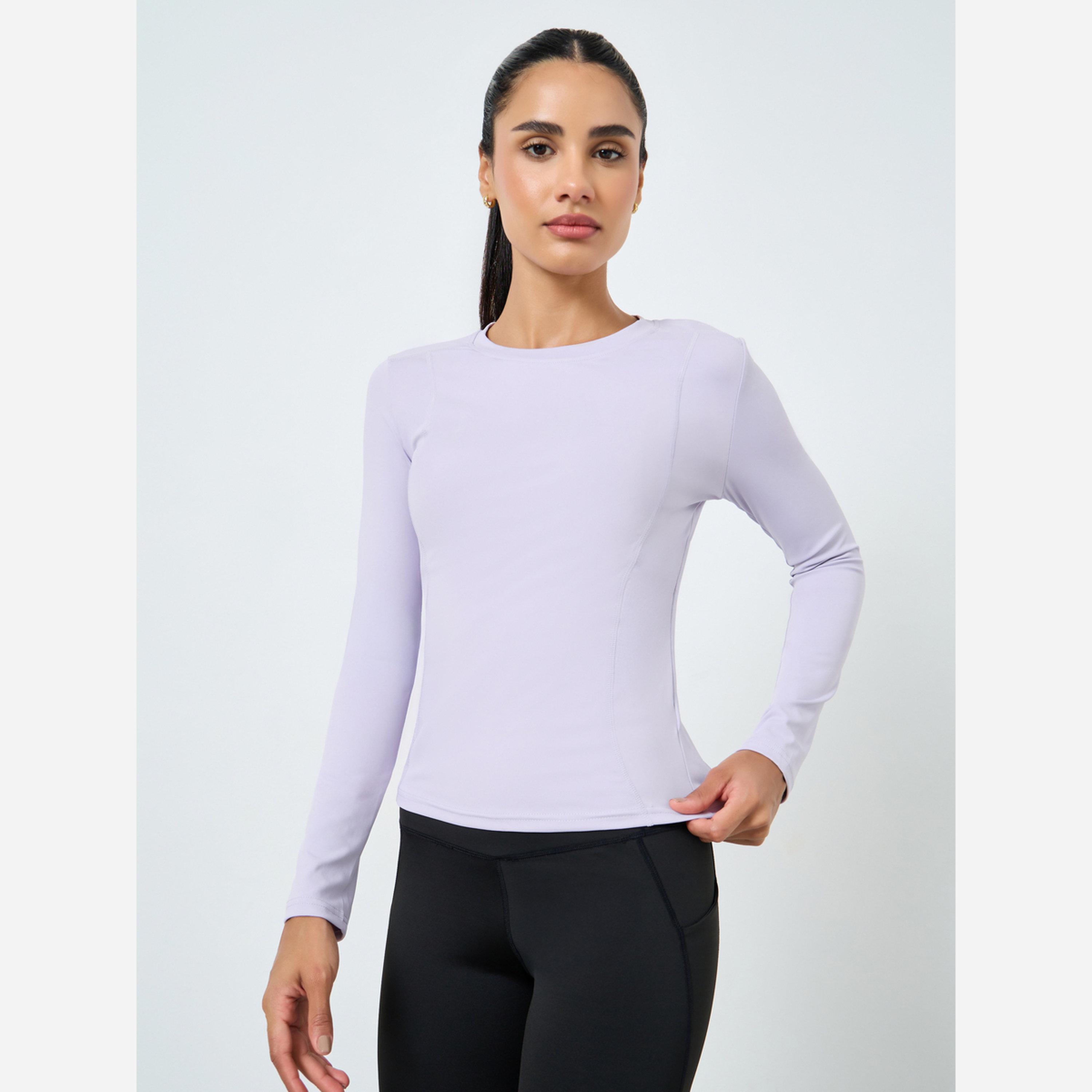 Styli Round Neck Fitted Long Sleeve Top-women-clothing-sportswearandactivewear-tshirtsandvests-image-1