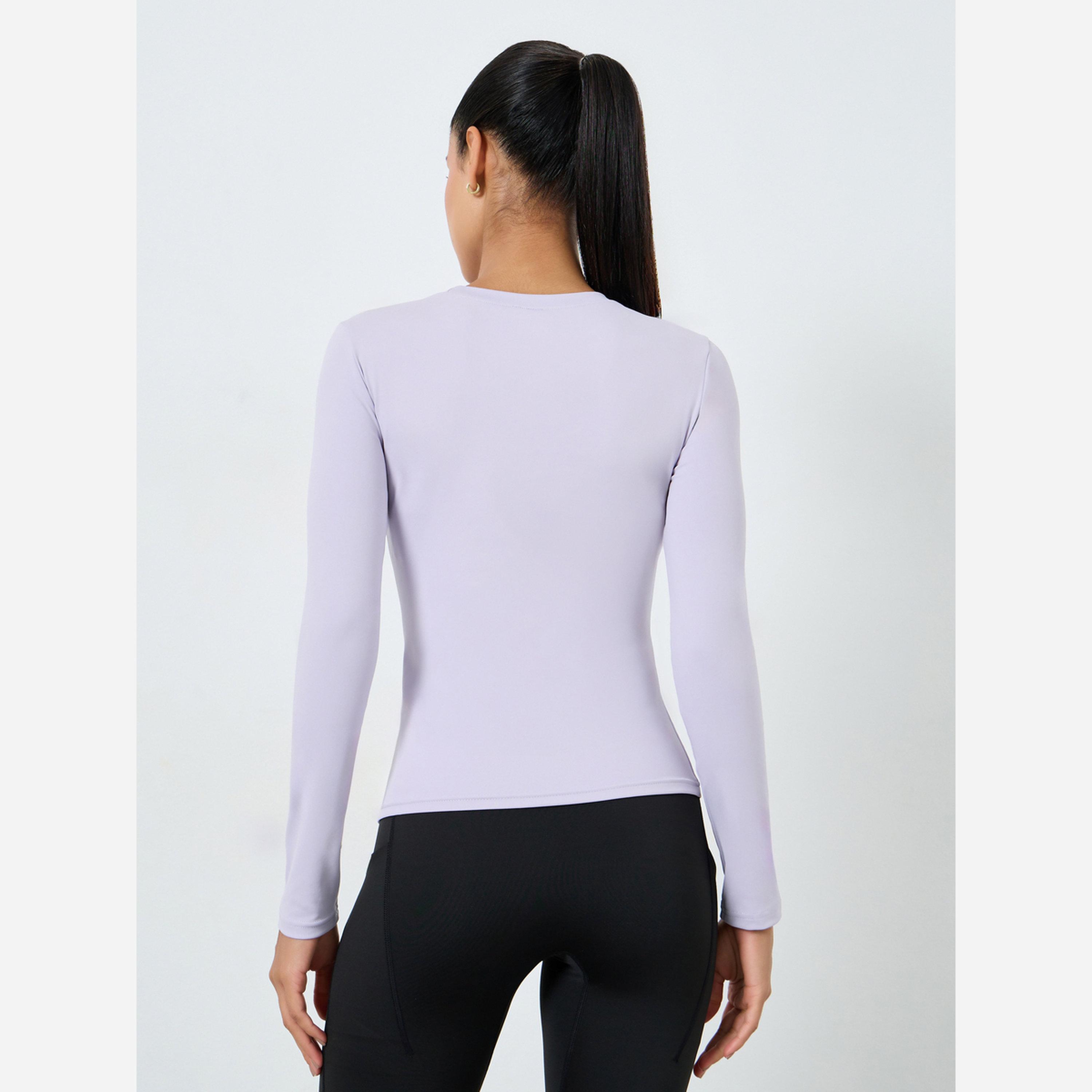 ستايلي - بلوزة أكمام طويلة ضيقة ورقبة دائرية-women-clothing-sportswearandactivewear-tshirtsandvests-image-4