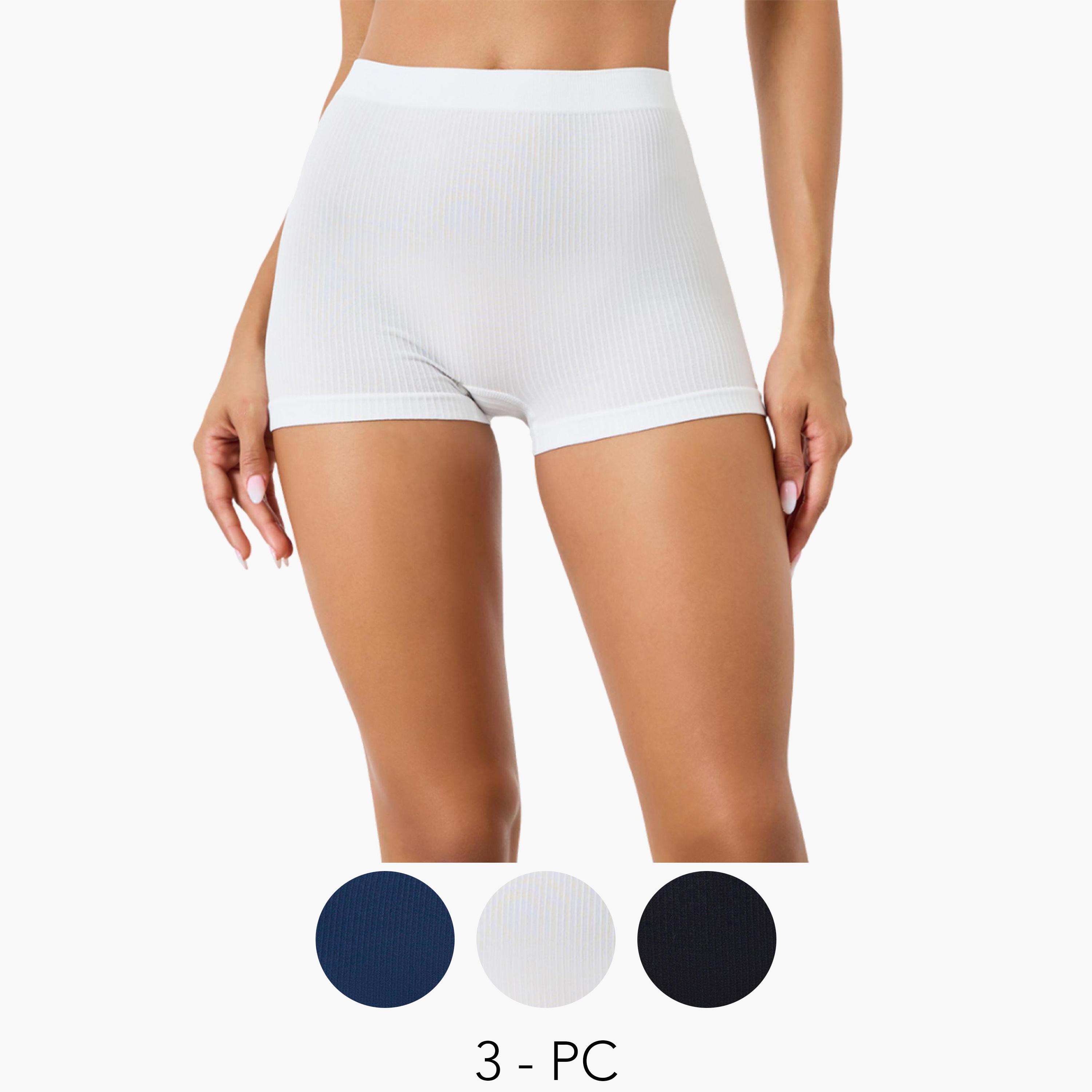 طقم 3 سروال داخلي بوي شورت مضلع-women-clothing-lingerie-panties-image-1