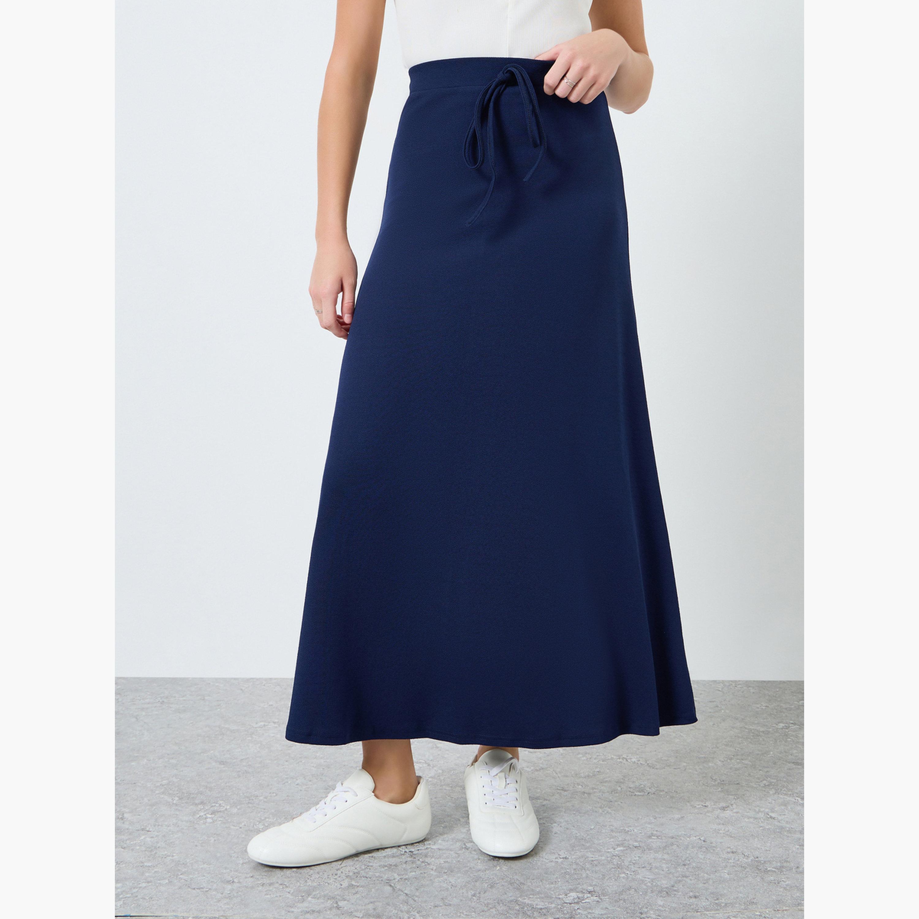 Take Two Women Solid Bow Detail A-Line Maxi Skirt-women-clothing-bottoms-skirts-image-1