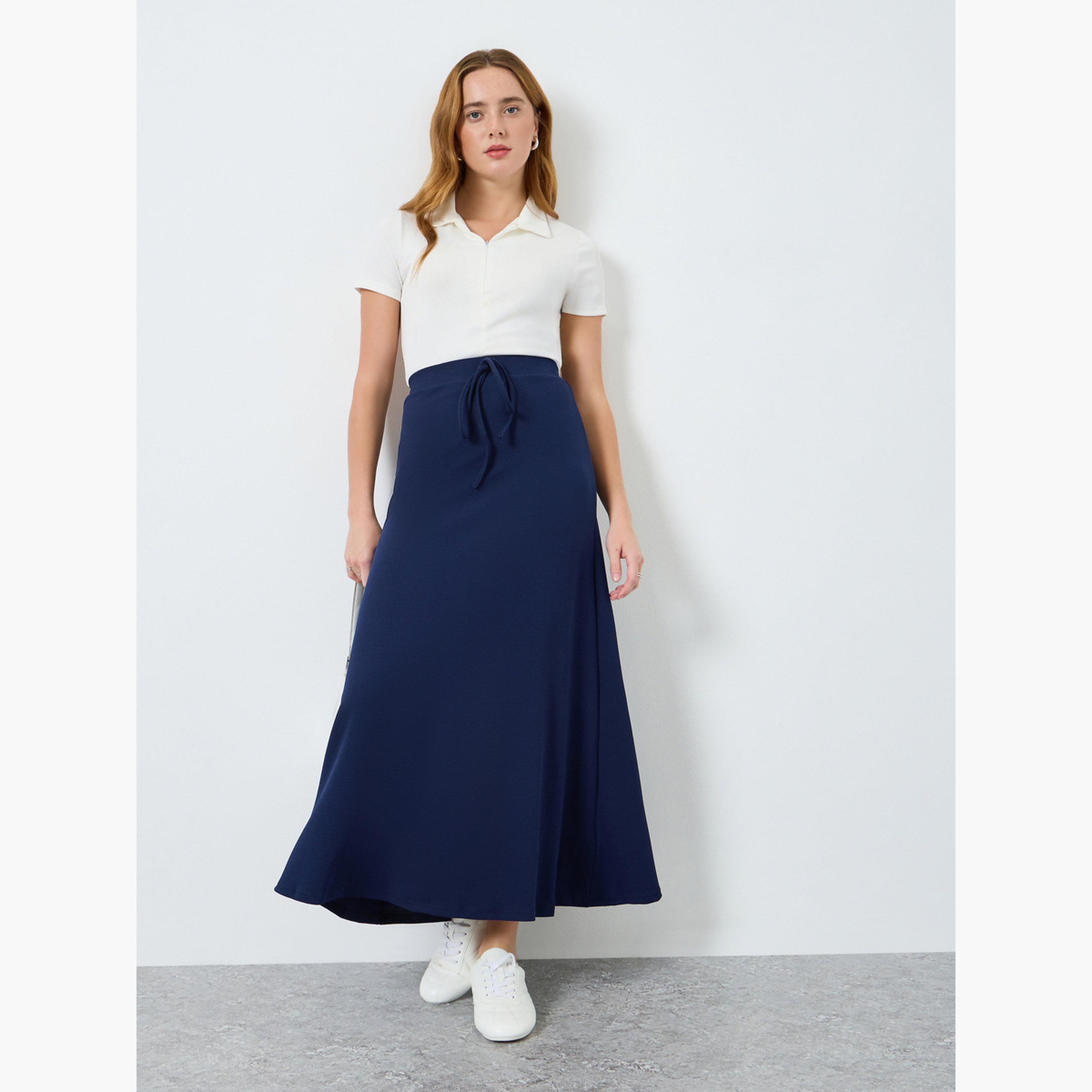 Take Two Women Solid Bow Detail A-Line Maxi Skirt-women-clothing-bottoms-skirts-image-2