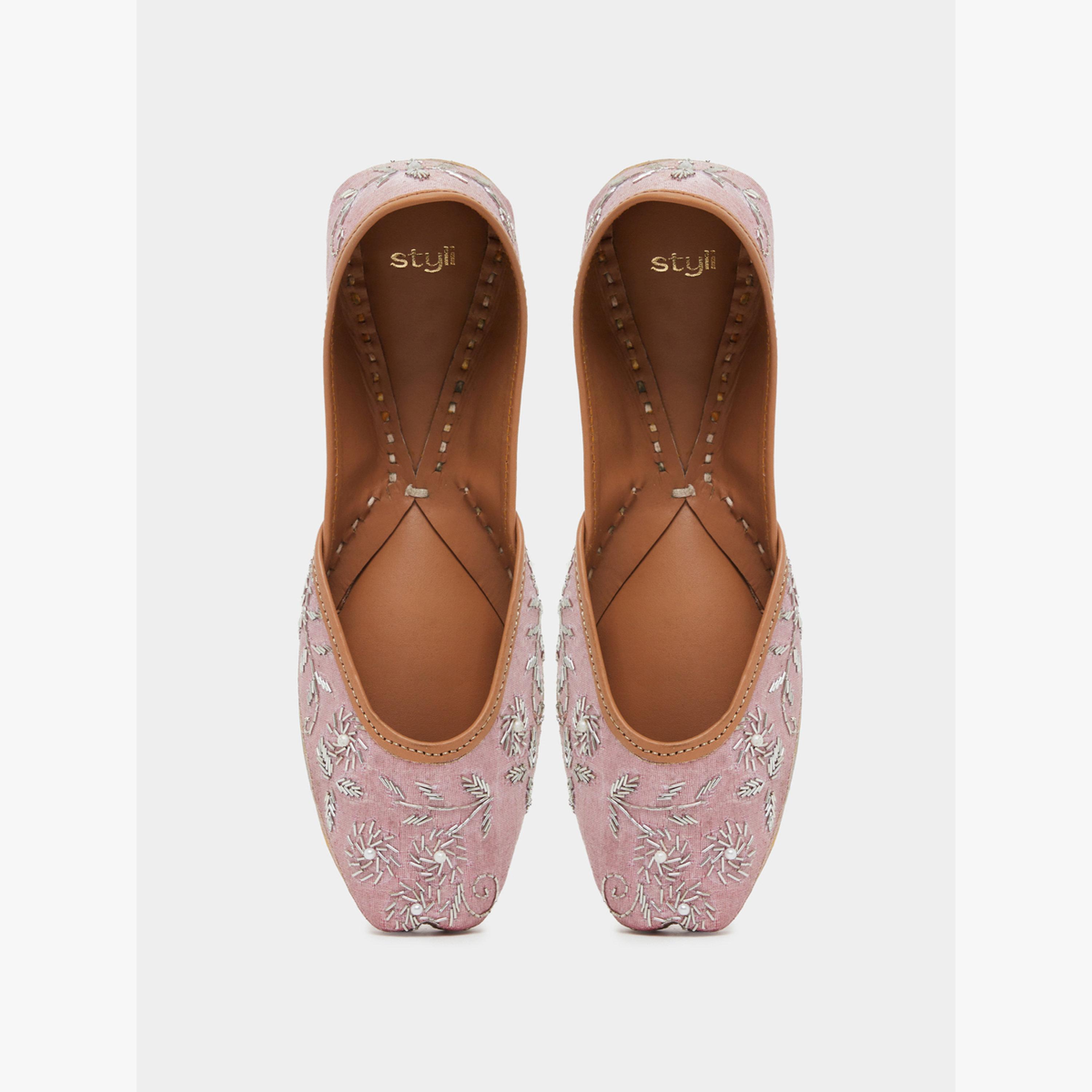 Styli Pink Embroidered Jutti Flats-women-shoes-flats-ballerinas-image-3