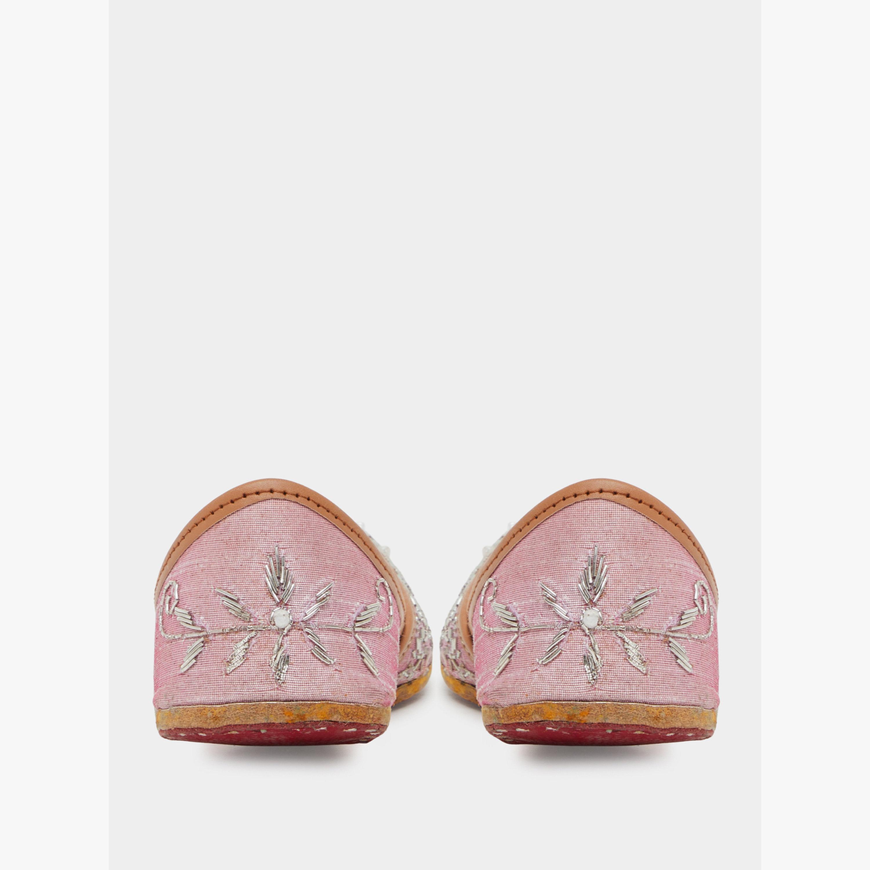 Styli Pink Embroidered Jutti Flats-women-shoes-flats-ballerinas-image-5