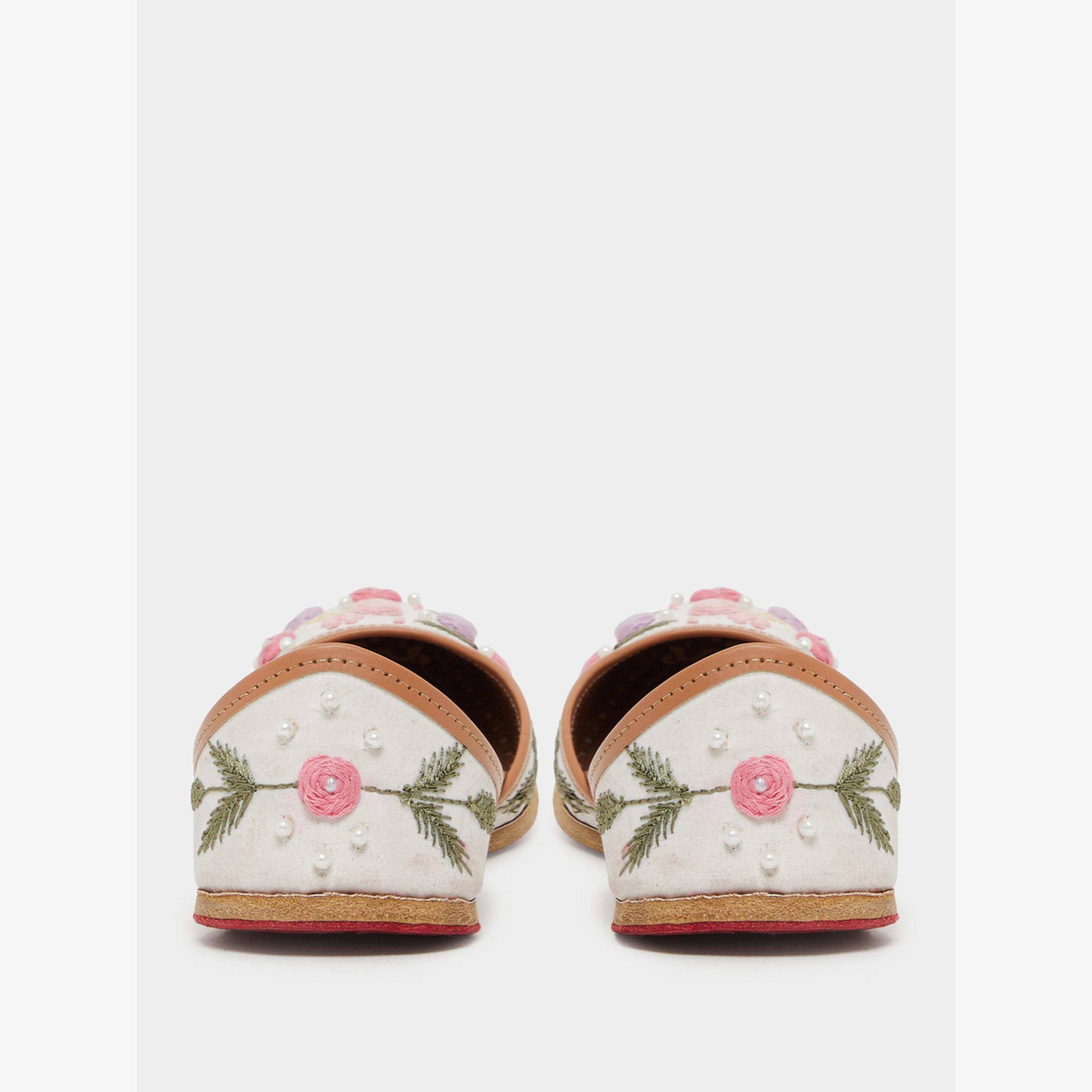 Styli Beige Embellished Juttis-women-shoes-ballerinas-image-5