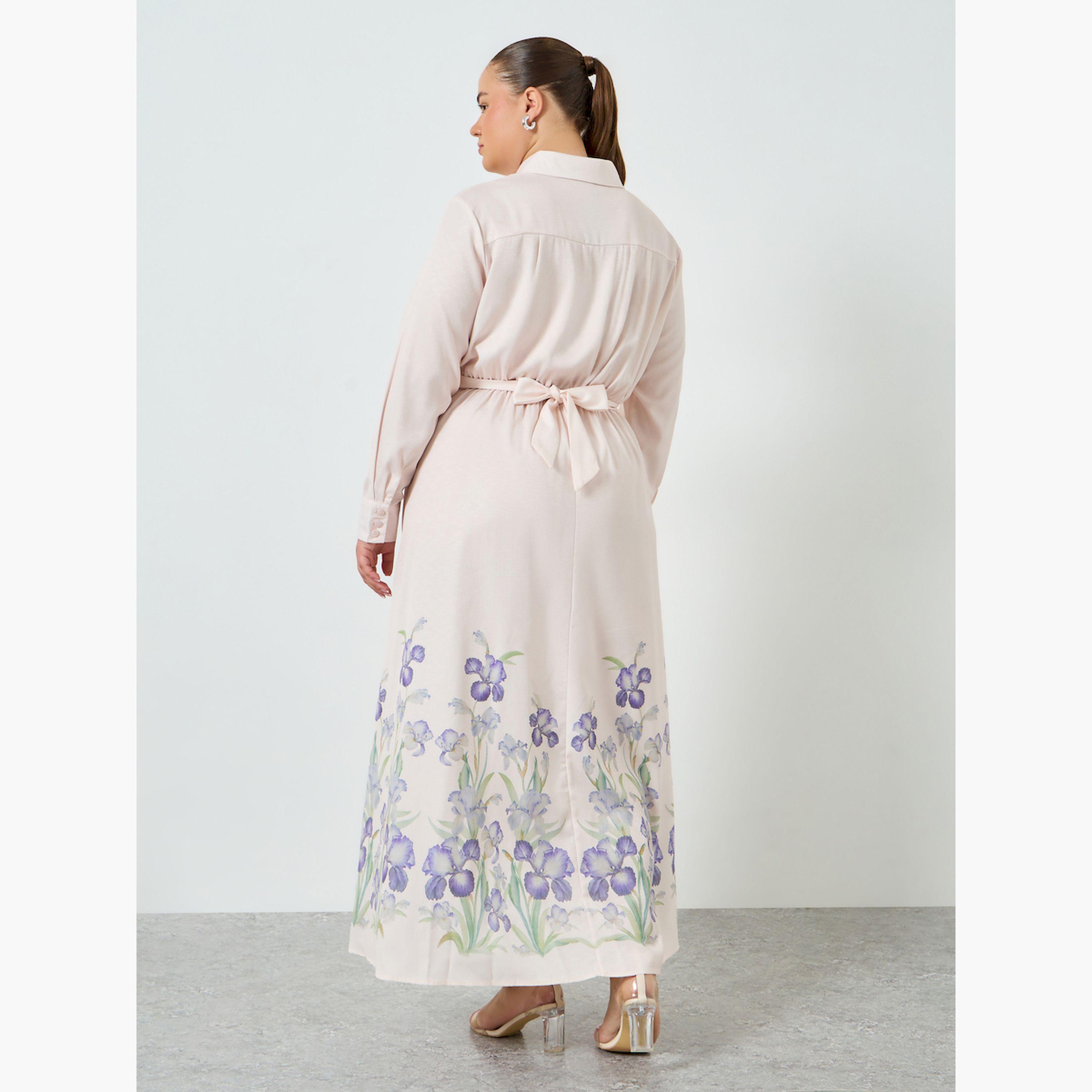 Styli Plus Size Pink Floral Print Maxi Dress-women-clothing-dresses-image-4
