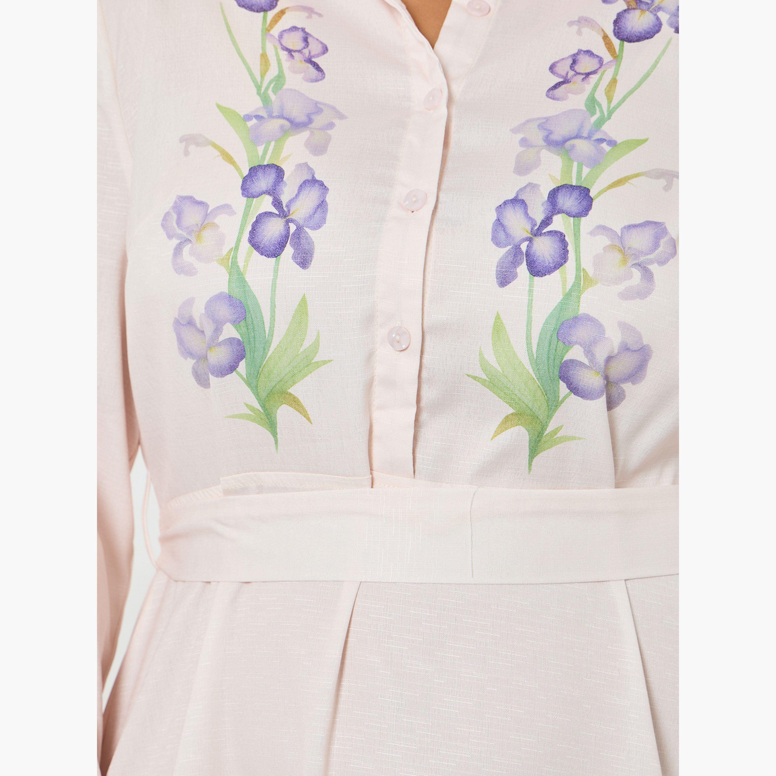 فستان طويل مقاس كبير بنقشة زهور-women-clothing-dresses-image-5