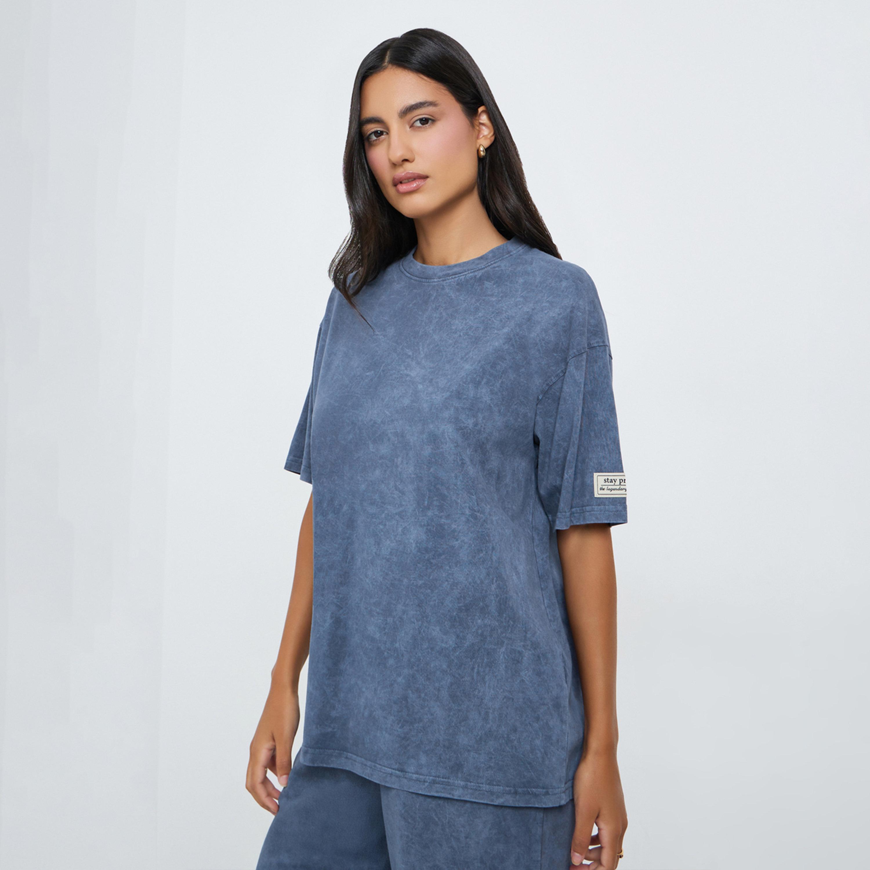 Styli Blue Acid Wash Oversized T-Shirt-women-clothing-tshirts-image-1