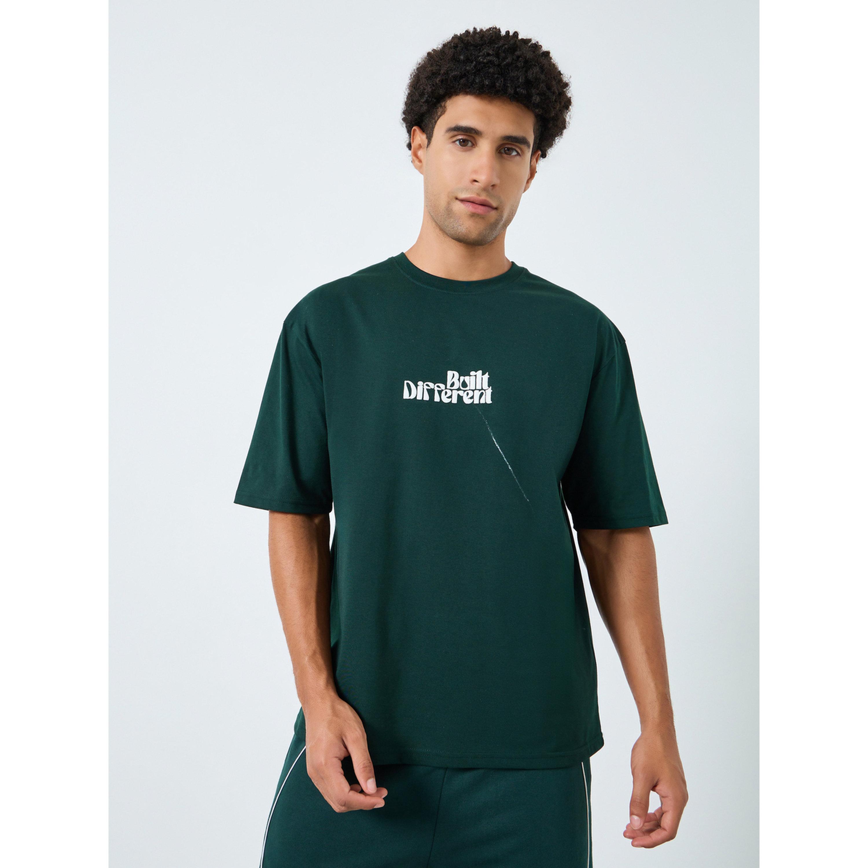 Styli Men Green Graphic Print Oversized T-Shirt-men-clothing-tshirtsandpolos-tshirts-image-1