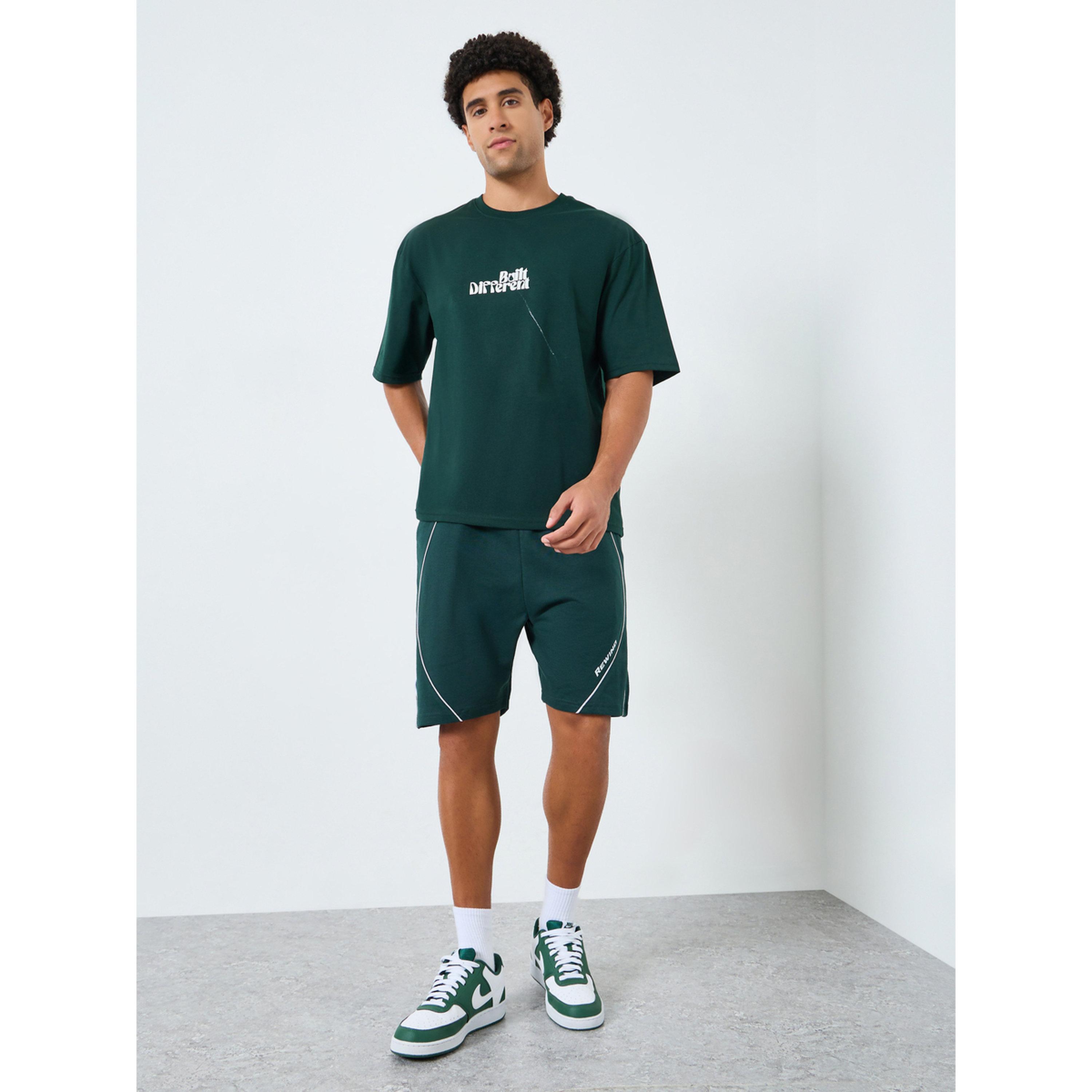 Styli Men Green Graphic Print Oversized T-Shirt-men-clothing-tshirtsandpolos-tshirts-image-2