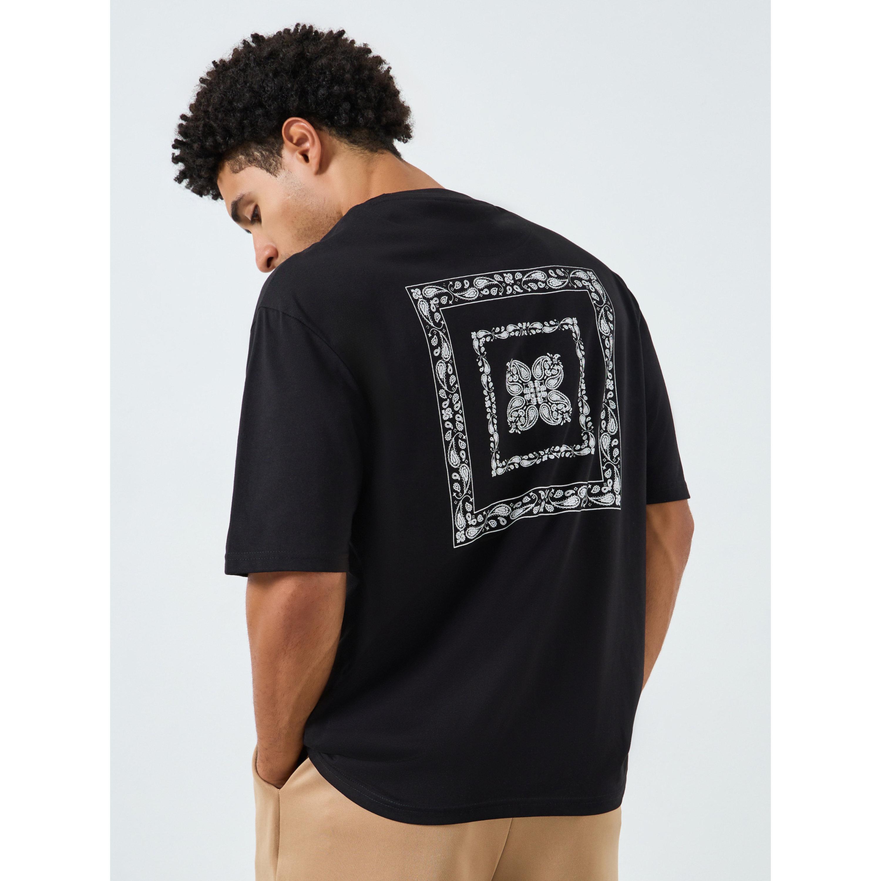 Styli Men Black Oversized Graphic Print Crew Neck T-Shirt-men-clothing-tshirtsandpolos-tshirts-image-3