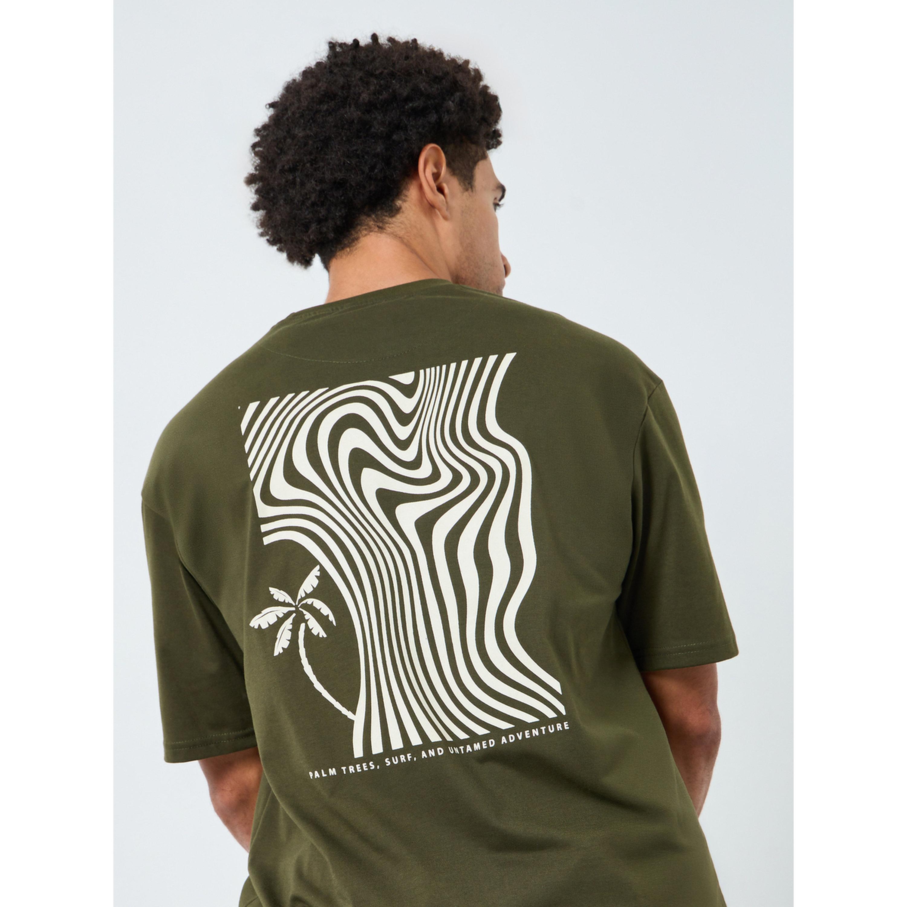 Styli Men Green Wavy Graphic Oversized T-Shirt-men-clothing-tshirtsandpolos-tshirts-image-3