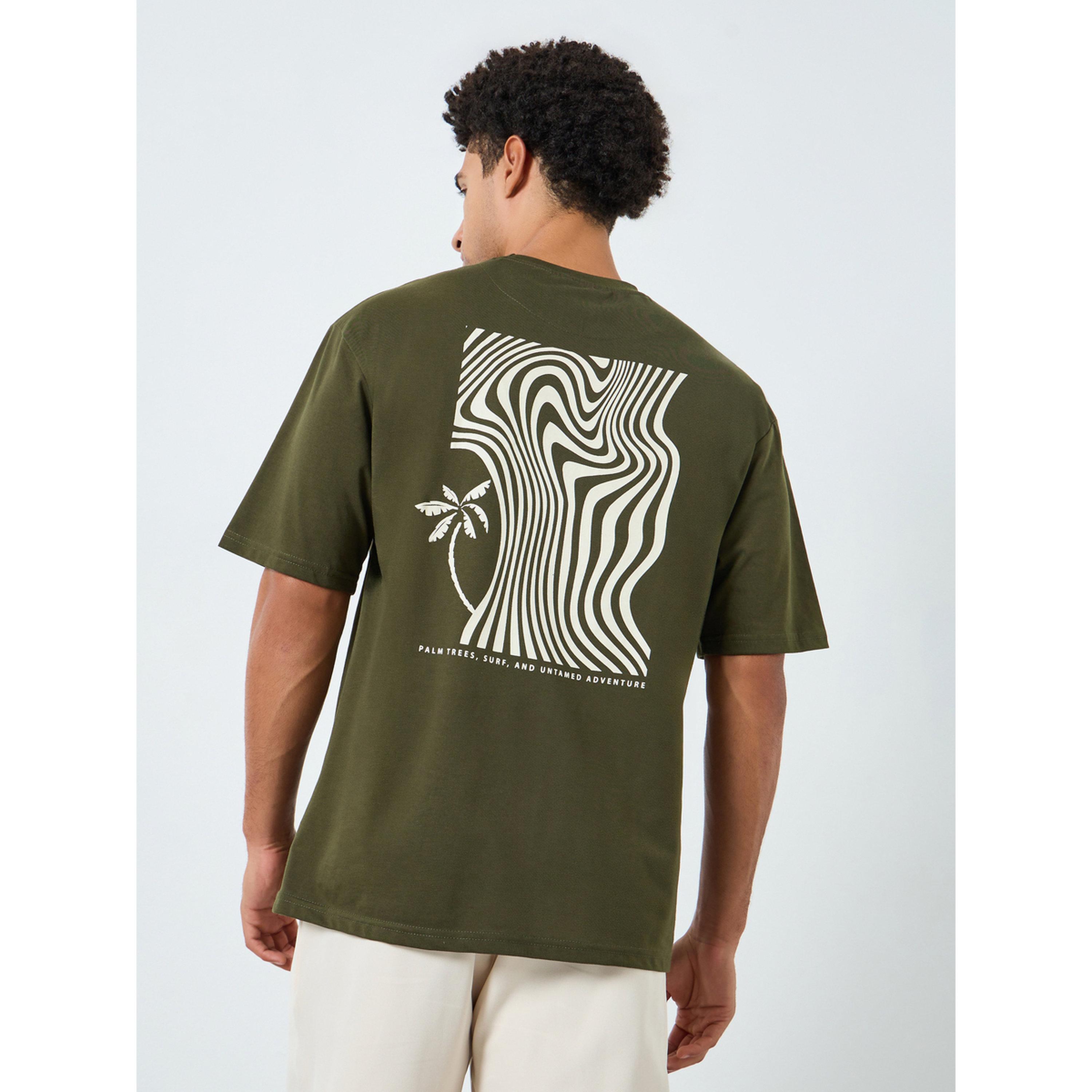 Styli Men Green Wavy Graphic Oversized T-Shirt-men-clothing-tshirtsandpolos-tshirts-image-5