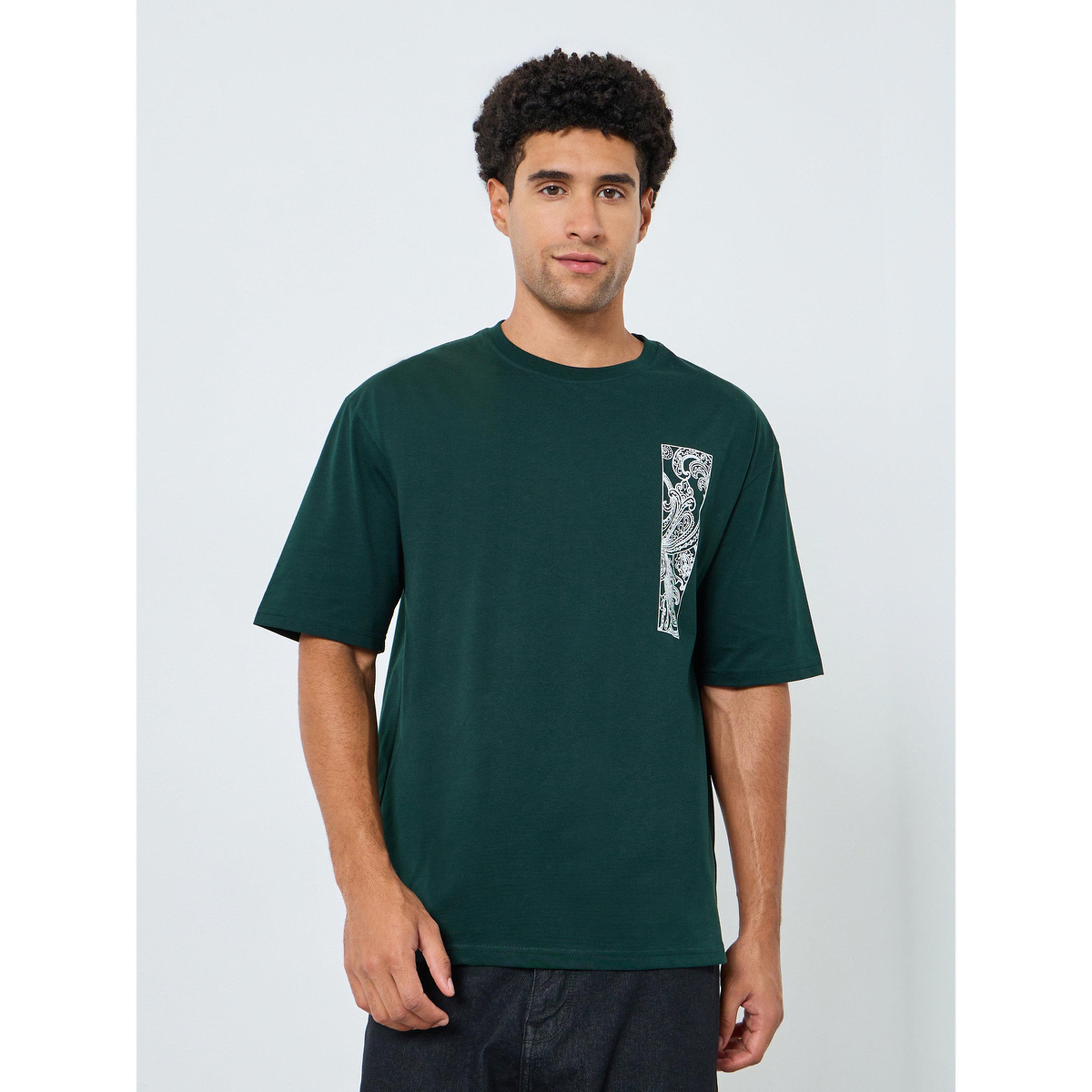 Styli Men Green Graphic Print Oversized T-Shirt-men-clothing-tshirtsandpolos-tshirts-image-1