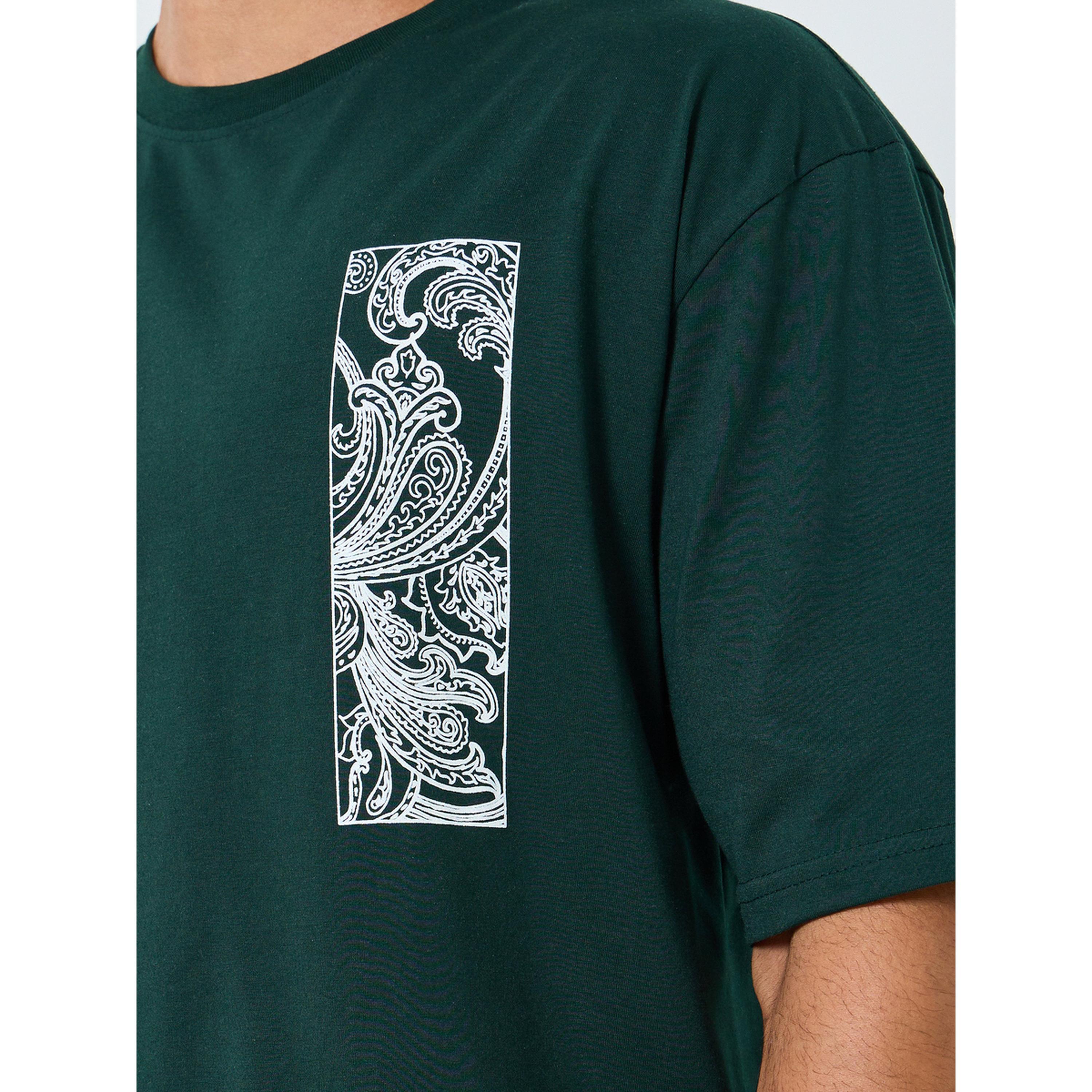Styli Men Green Graphic Print Oversized T-Shirt-men-clothing-tshirtsandpolos-tshirts-image-4