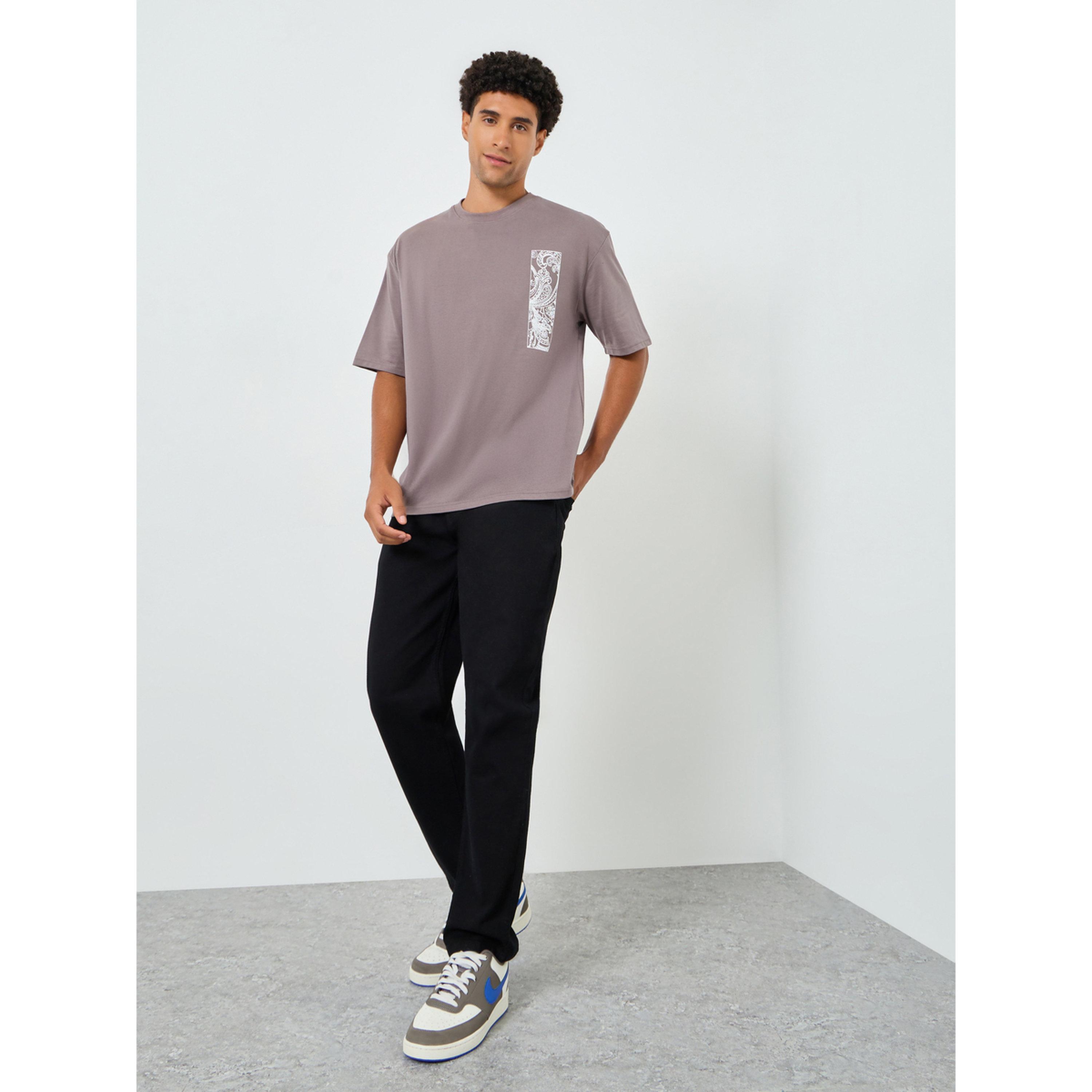 Styli Men Grey Graphic Print Oversized T-Shirt-men-clothing-tshirtsandpolos-tshirts-image-2