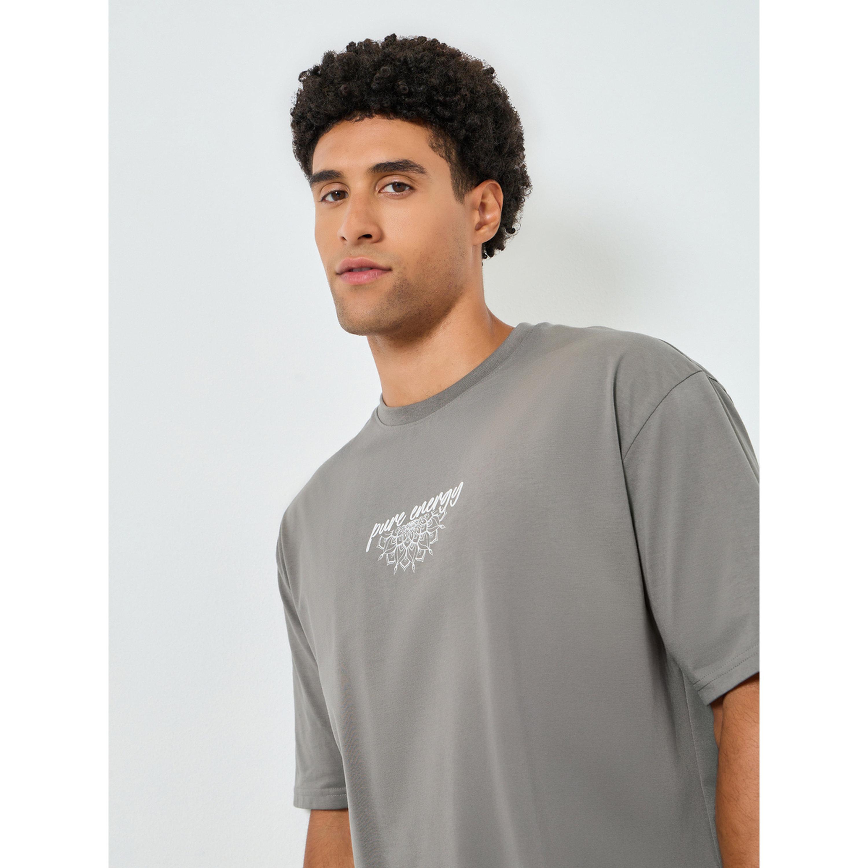 Styli Men Grey Graphic Print Oversized T-Shirt-men-clothing-tshirtsandpolos-tshirts-image-3