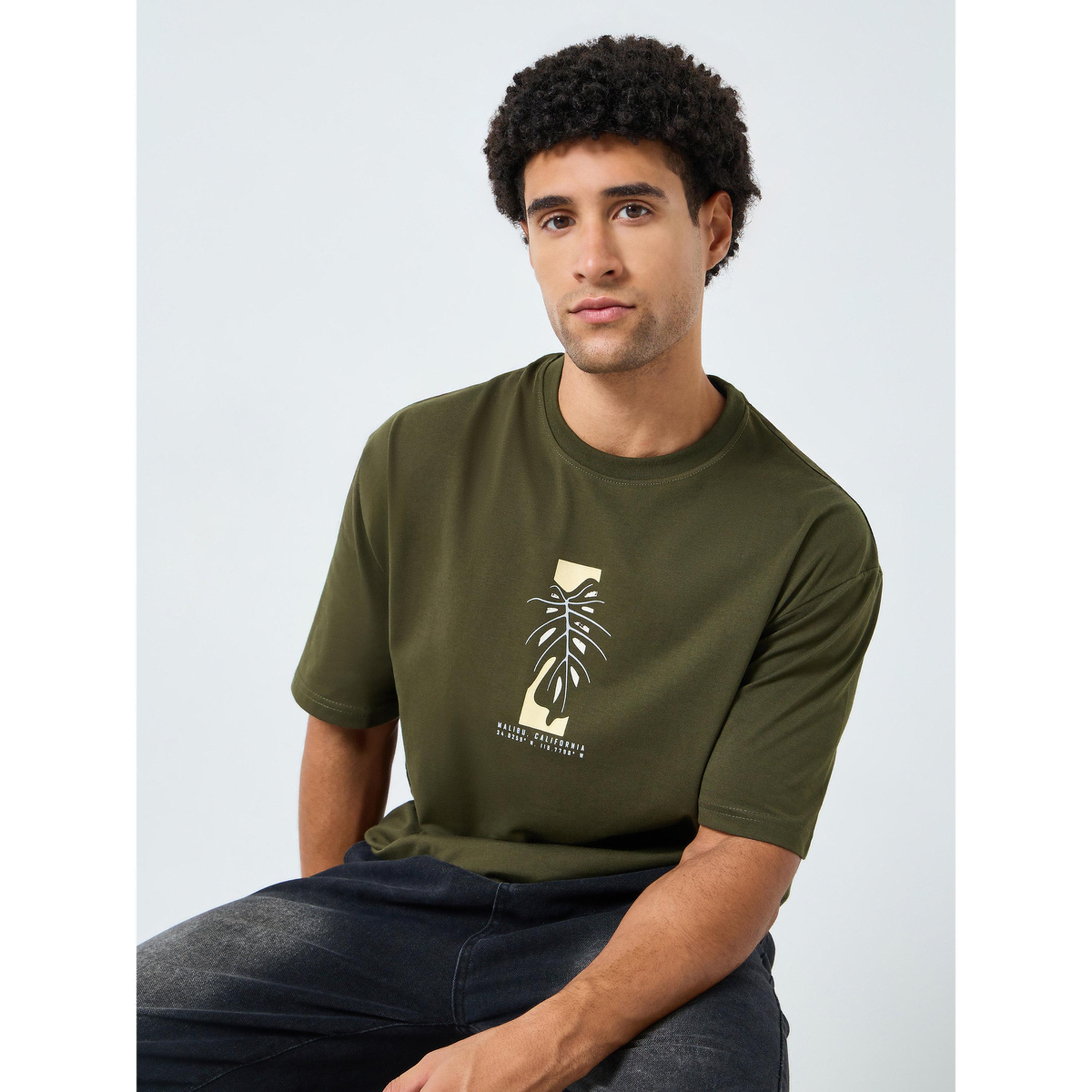 Styli Men Green Graphic Print Oversized T-Shirt-men-clothing-tshirtsandpolos-tshirts-image-3