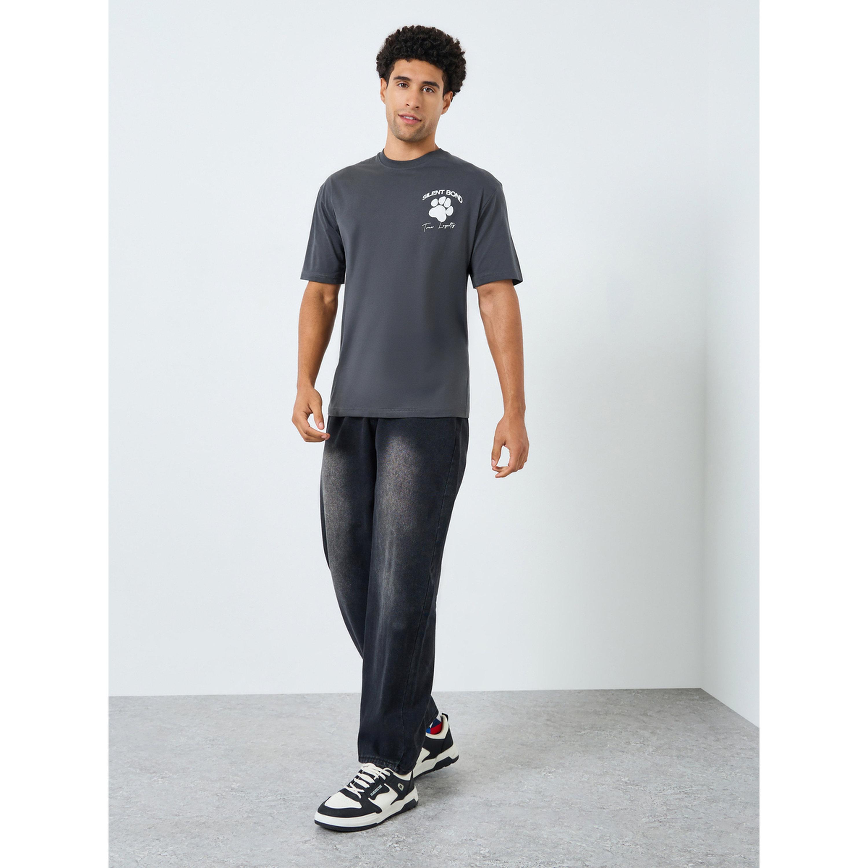 Styli Men Grey Graphic Print Oversized T-Shirt-men-clothing-tshirtsandpolos-tshirts-image-2