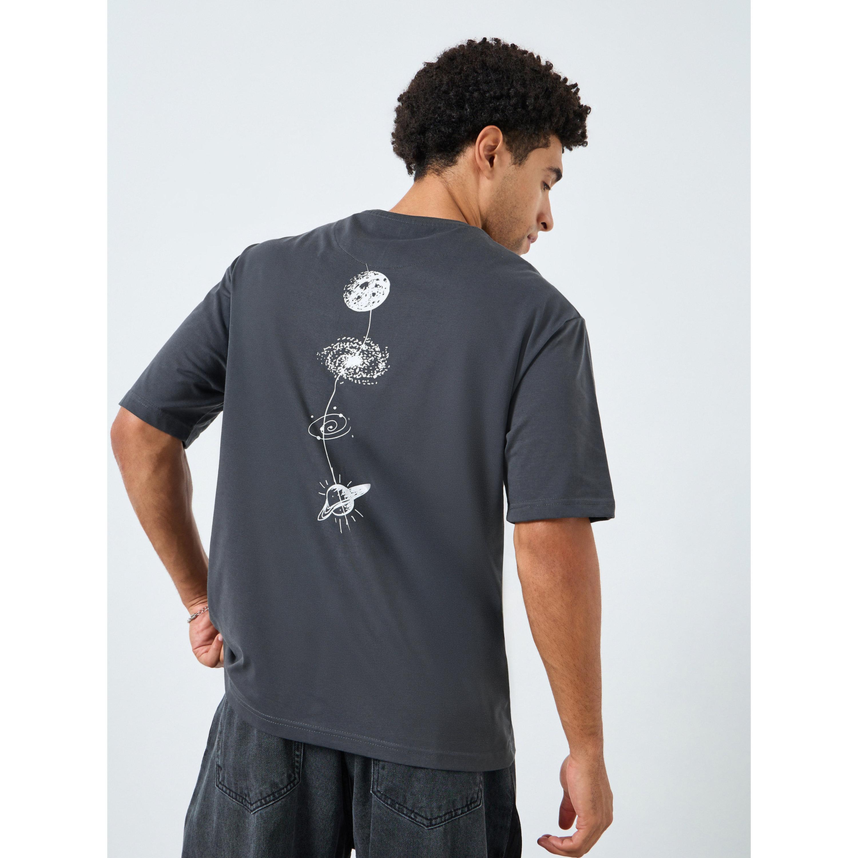 Styli Men Grey Oversized T-Shirt with Galaxy Print Back-men-clothing-tshirtsandpolos-tshirts-image-3