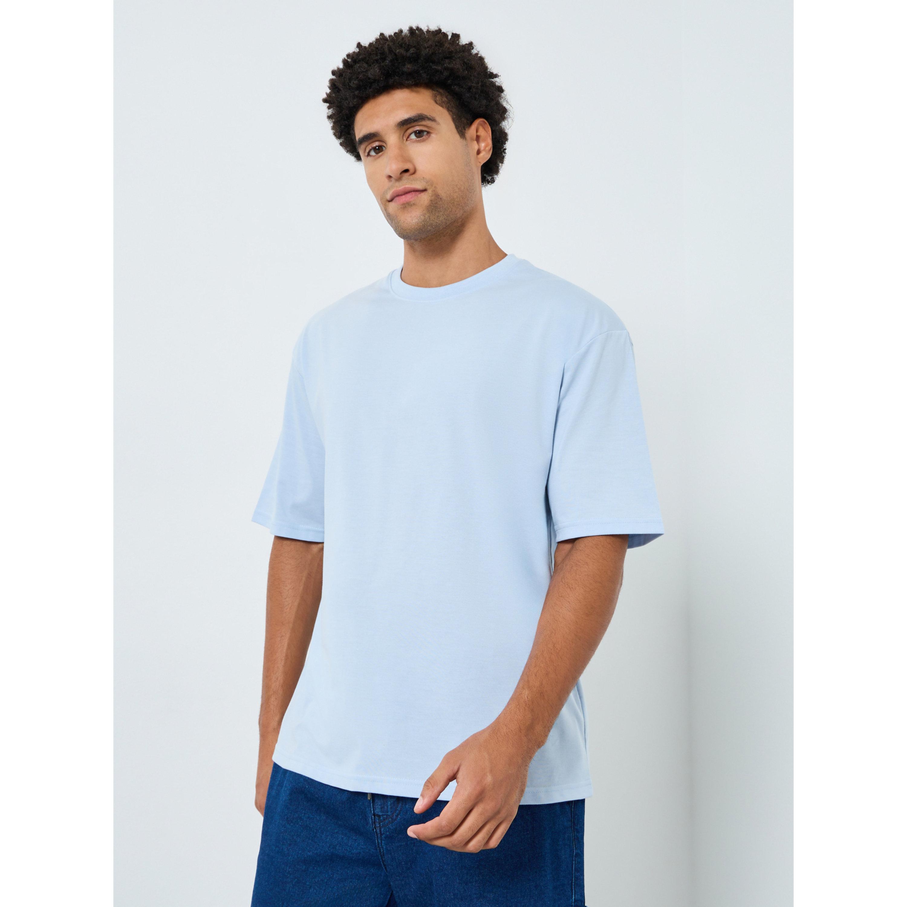 Styli Men Blue Palm Tree Graphic Oversized T-Shirt-men-clothing-tshirtsandpolos-tshirts-image-1