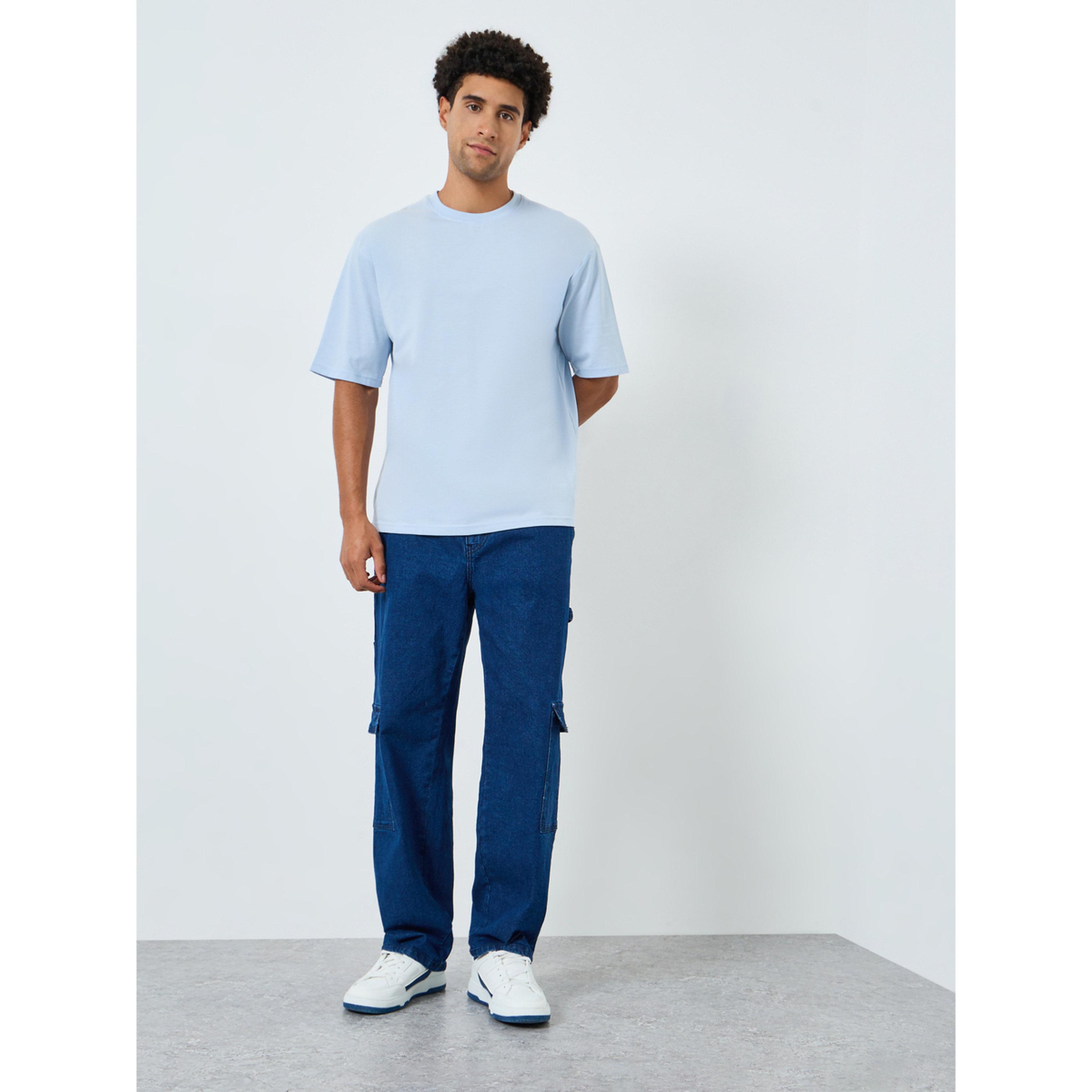 Styli Men Blue Palm Tree Graphic Oversized T-Shirt-men-clothing-tshirtsandpolos-tshirts-image-2