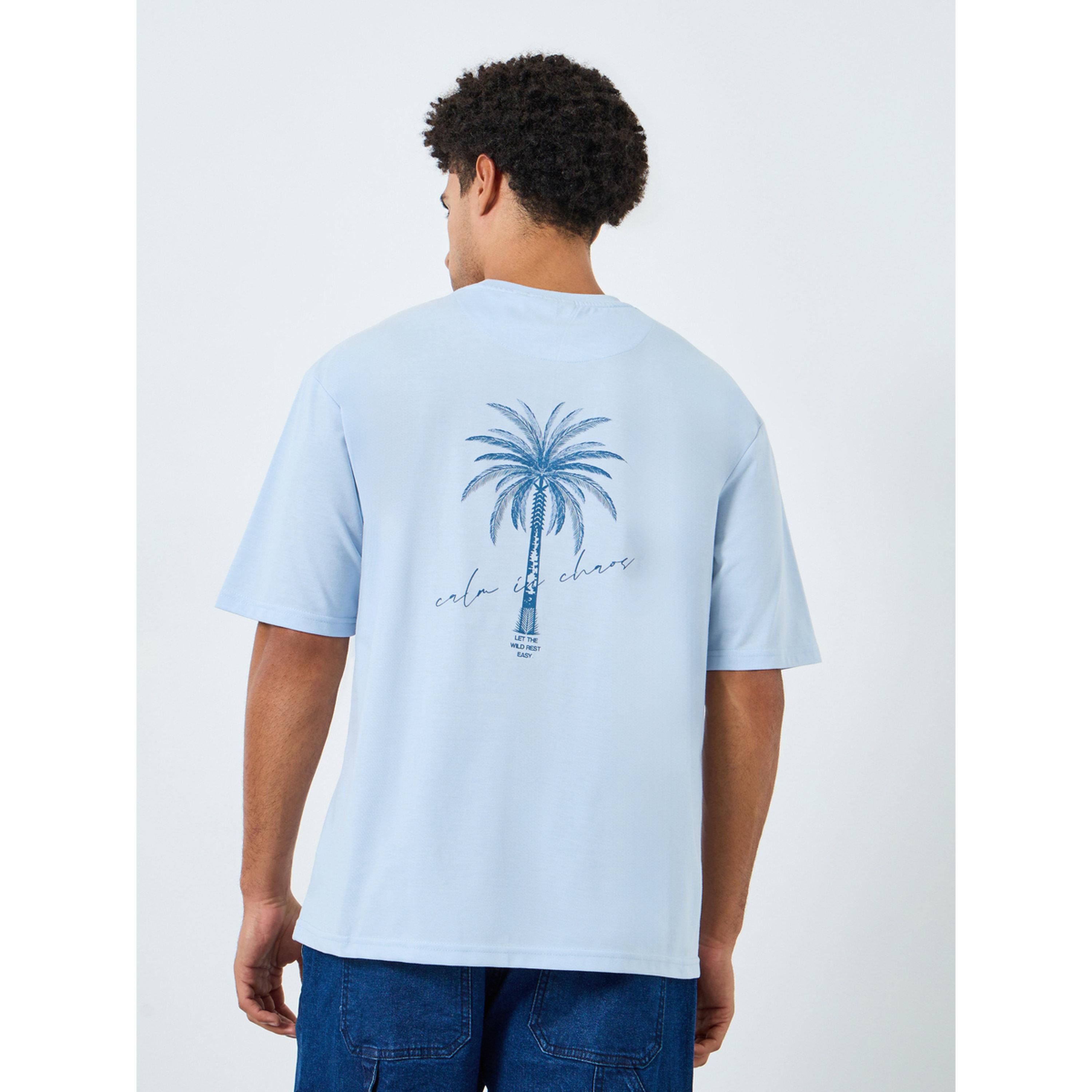 Styli Men Blue Palm Tree Graphic Oversized T-Shirt-men-clothing-tshirtsandpolos-tshirts-image-5