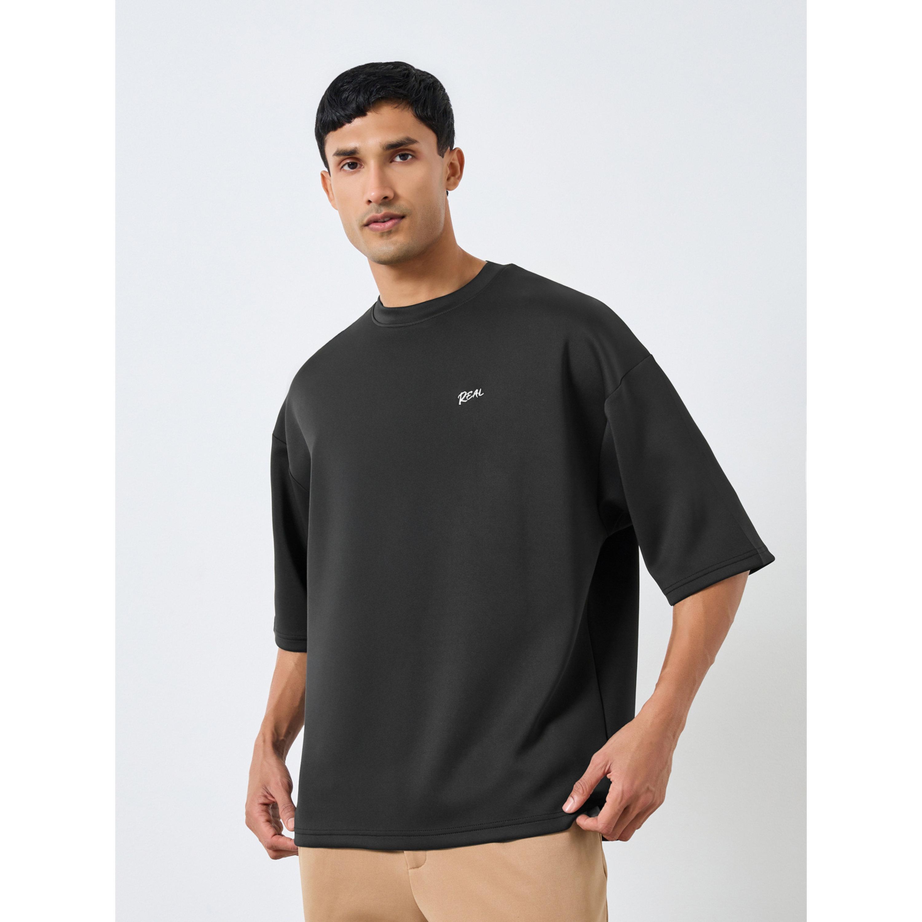Styli Men Black Boxy Chest Embroidered T-Shirt-men-clothing-tshirtsandpolos-tshirts-image-1