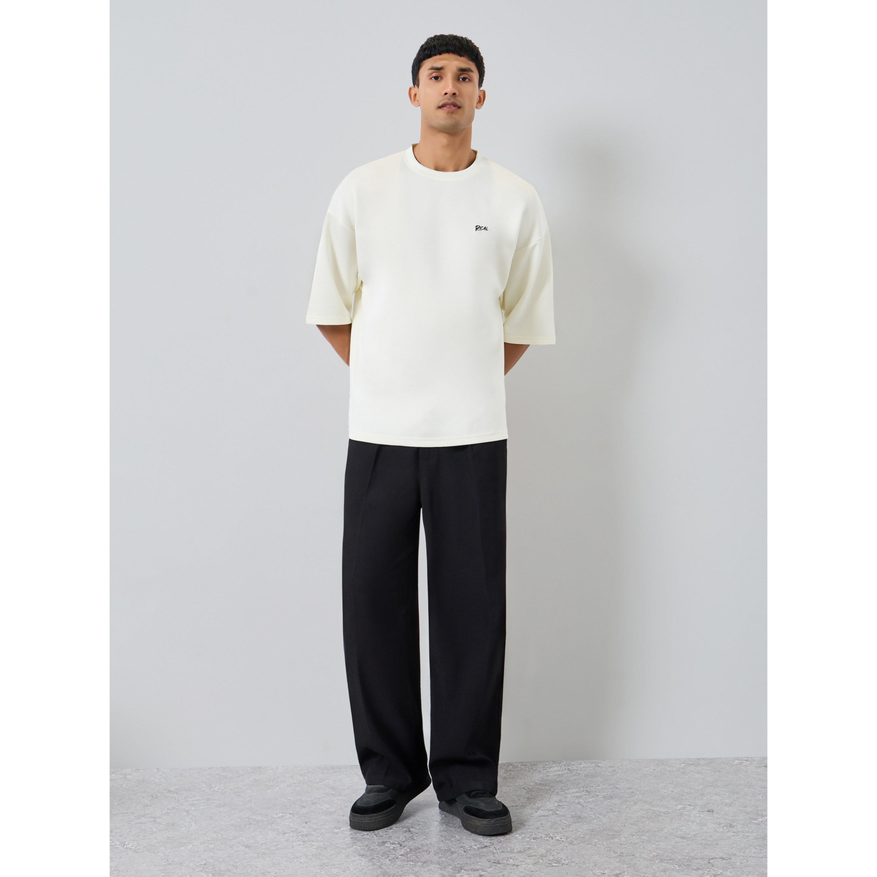 Styli Men Cream Embroidered Graphic Boxy T-Shirt-men-clothing-tshirtsandpolos-tshirts-image-2