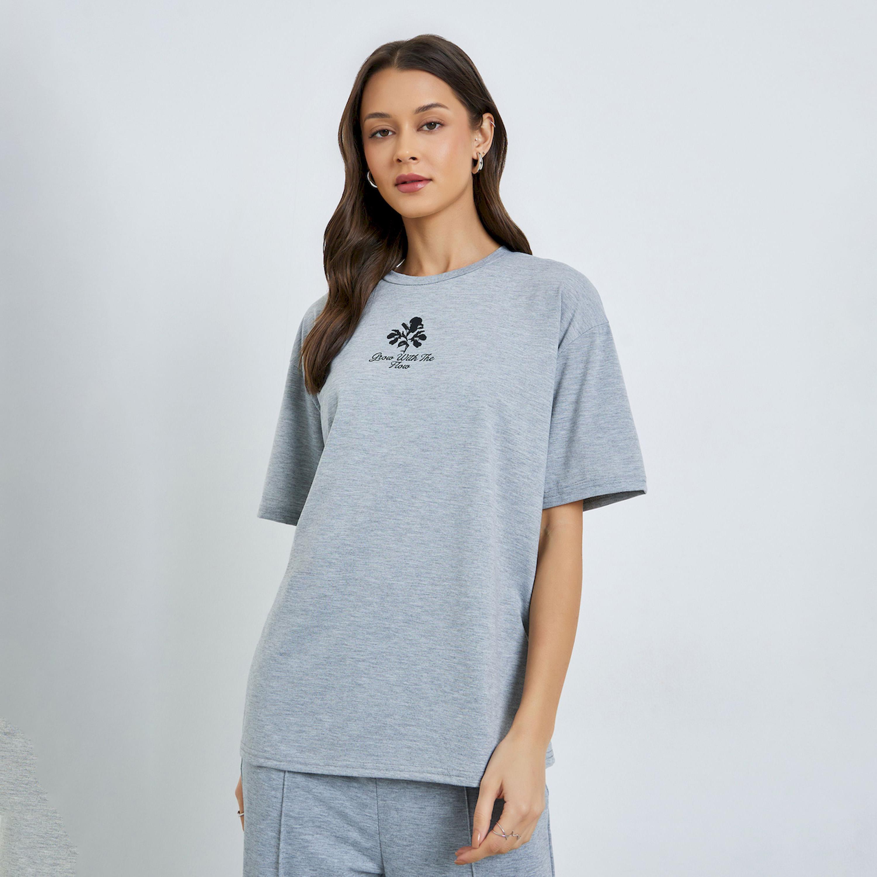 Styli Grey Graphic Print Oversized T-Shirt-women-clothing-tshirts-image-1