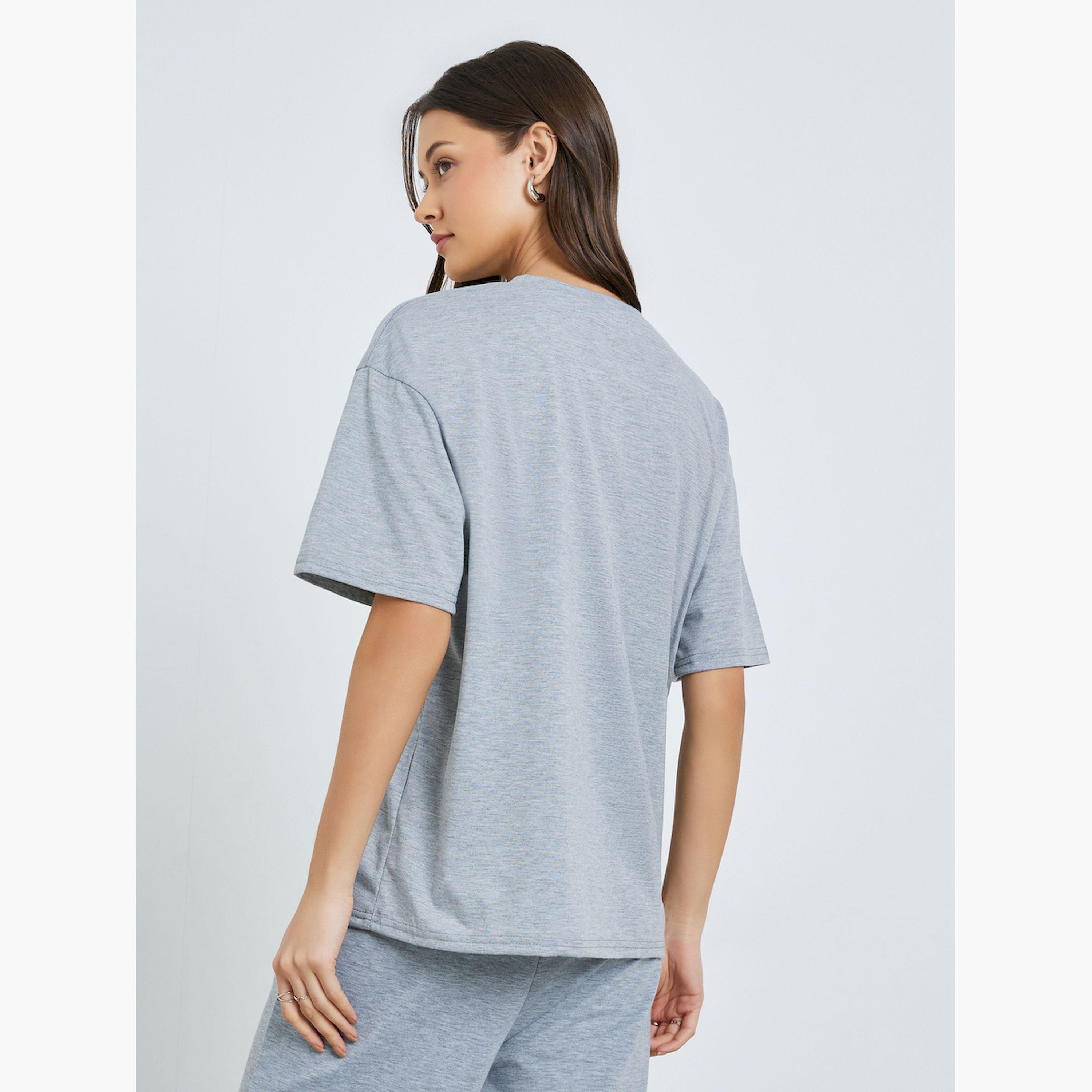 Styli Grey Graphic Print Oversized T-Shirt-women-clothing-tshirts-image-4