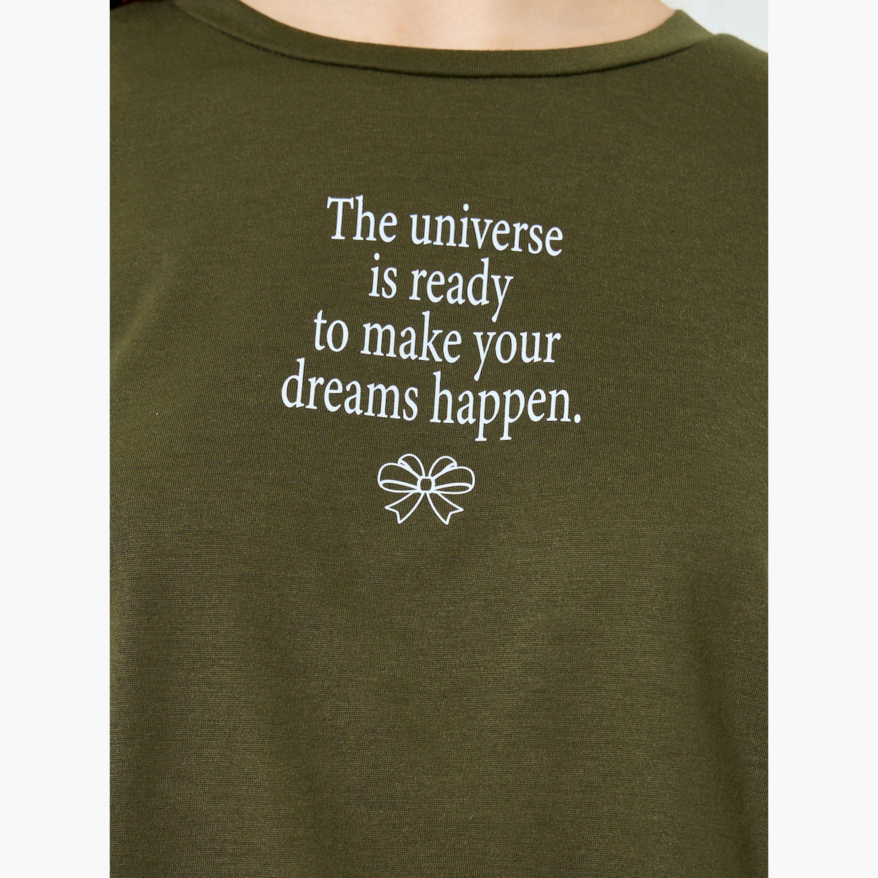 Styli Olive Slogan Print Oversized T-Shirt-women-clothing-tshirts-image-5