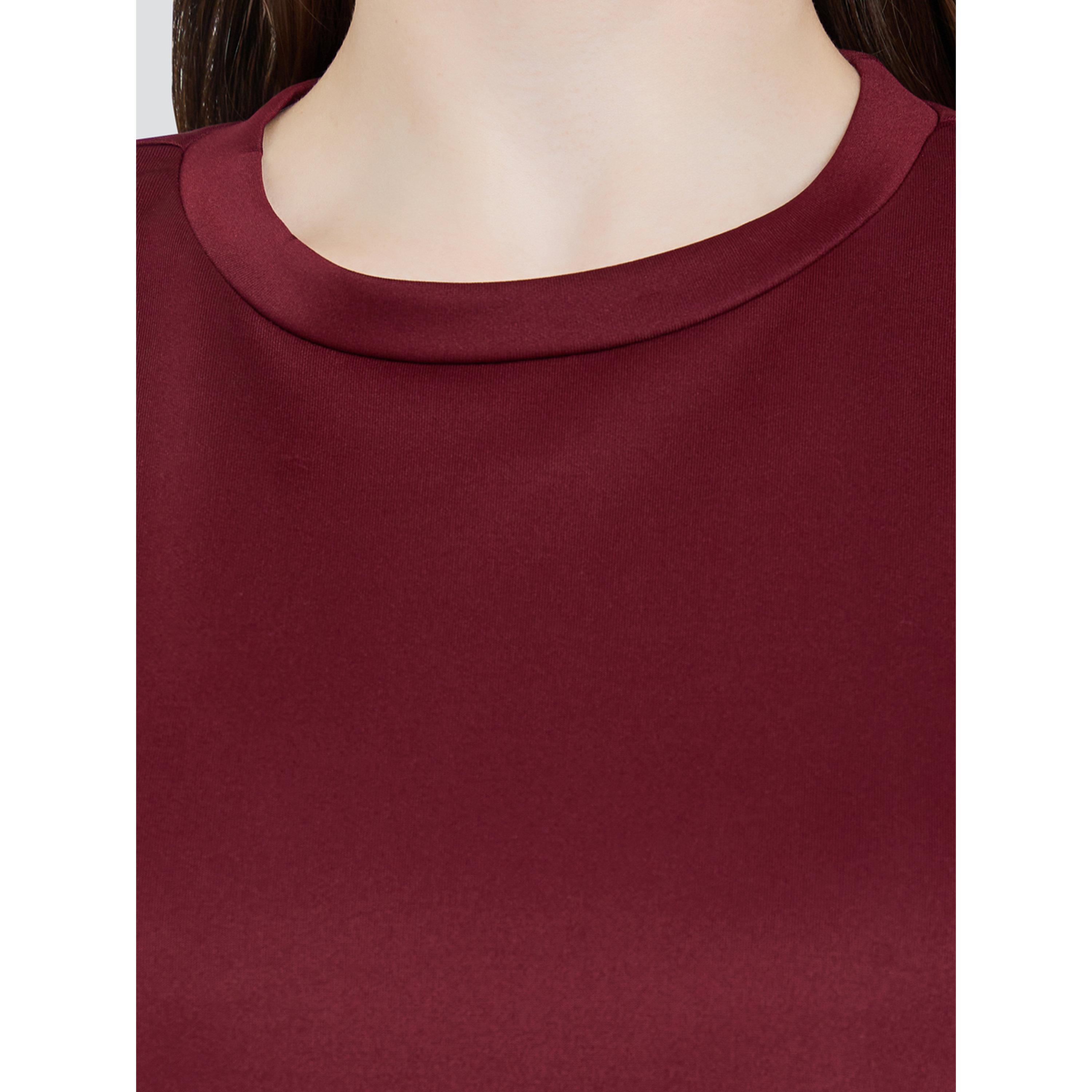 Styli Women Burgundy Solid Oversized T-Shirt-women-clothing-tshirts-image-3