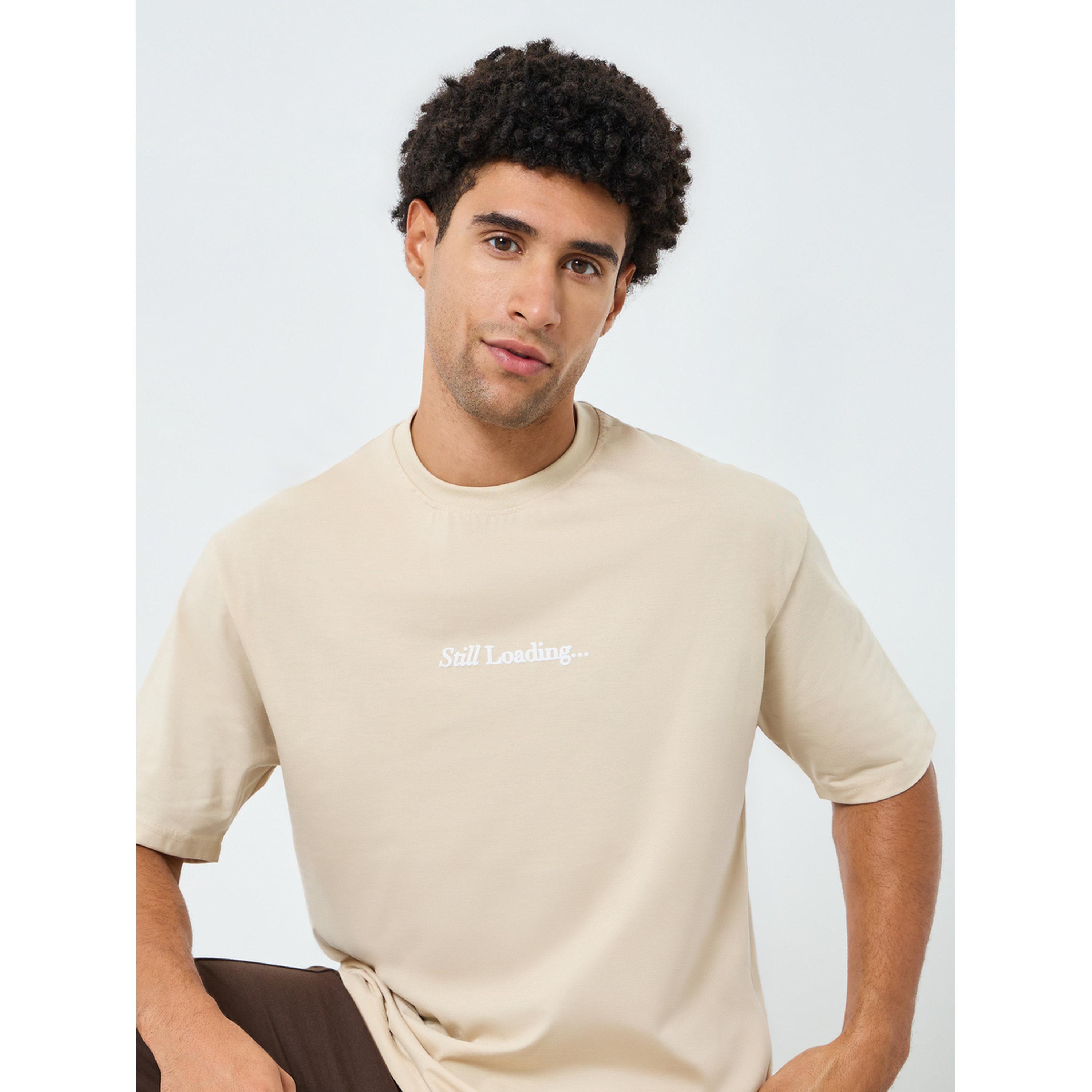 Styli Men Beige Graphic Oversized T-Shirt-men-clothing-tshirtsandpolos-tshirts-image-3