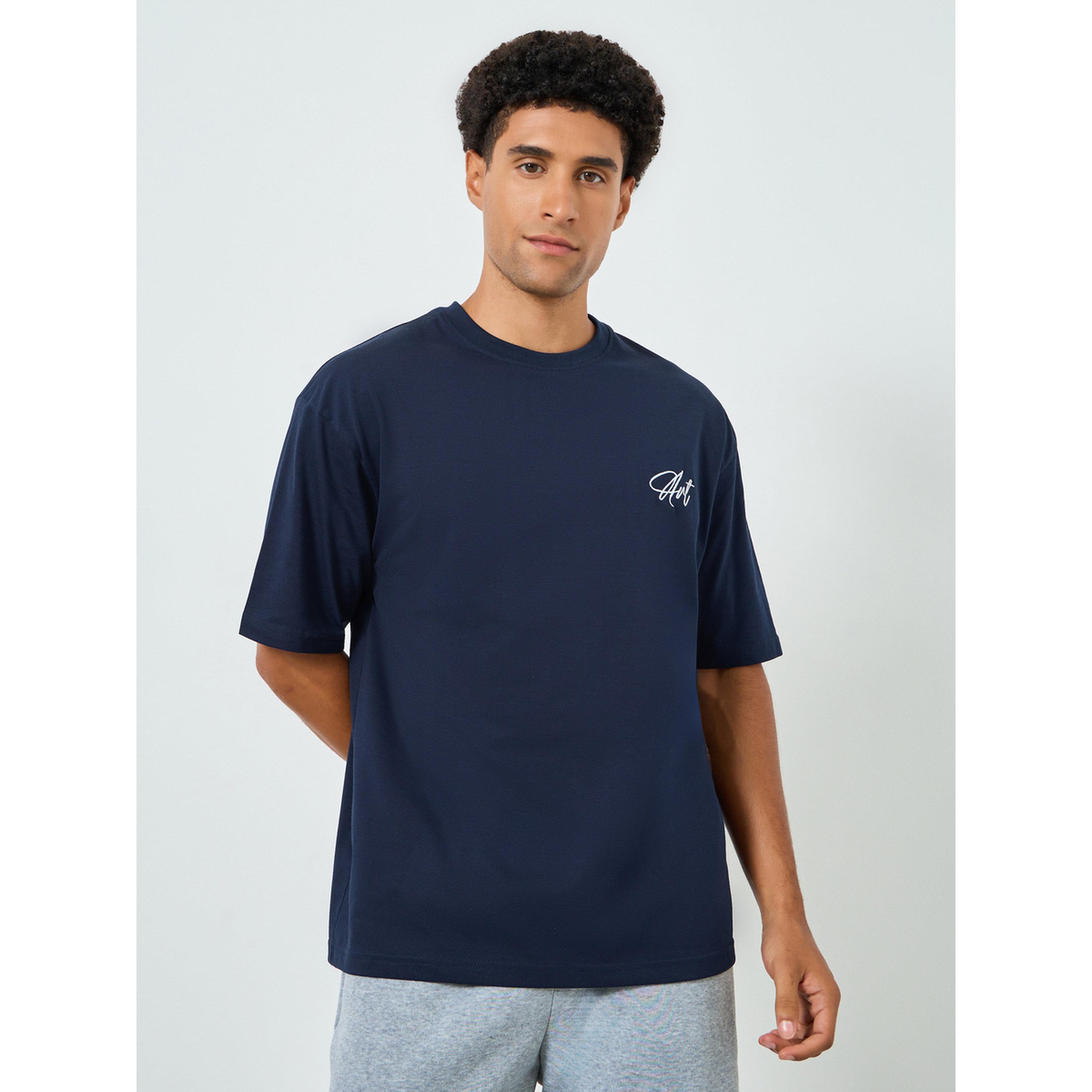 Styli Men Navy Blue Oversized Embroidered T-Shirt-men-clothing-tshirtsandpolos-tshirts-image-1