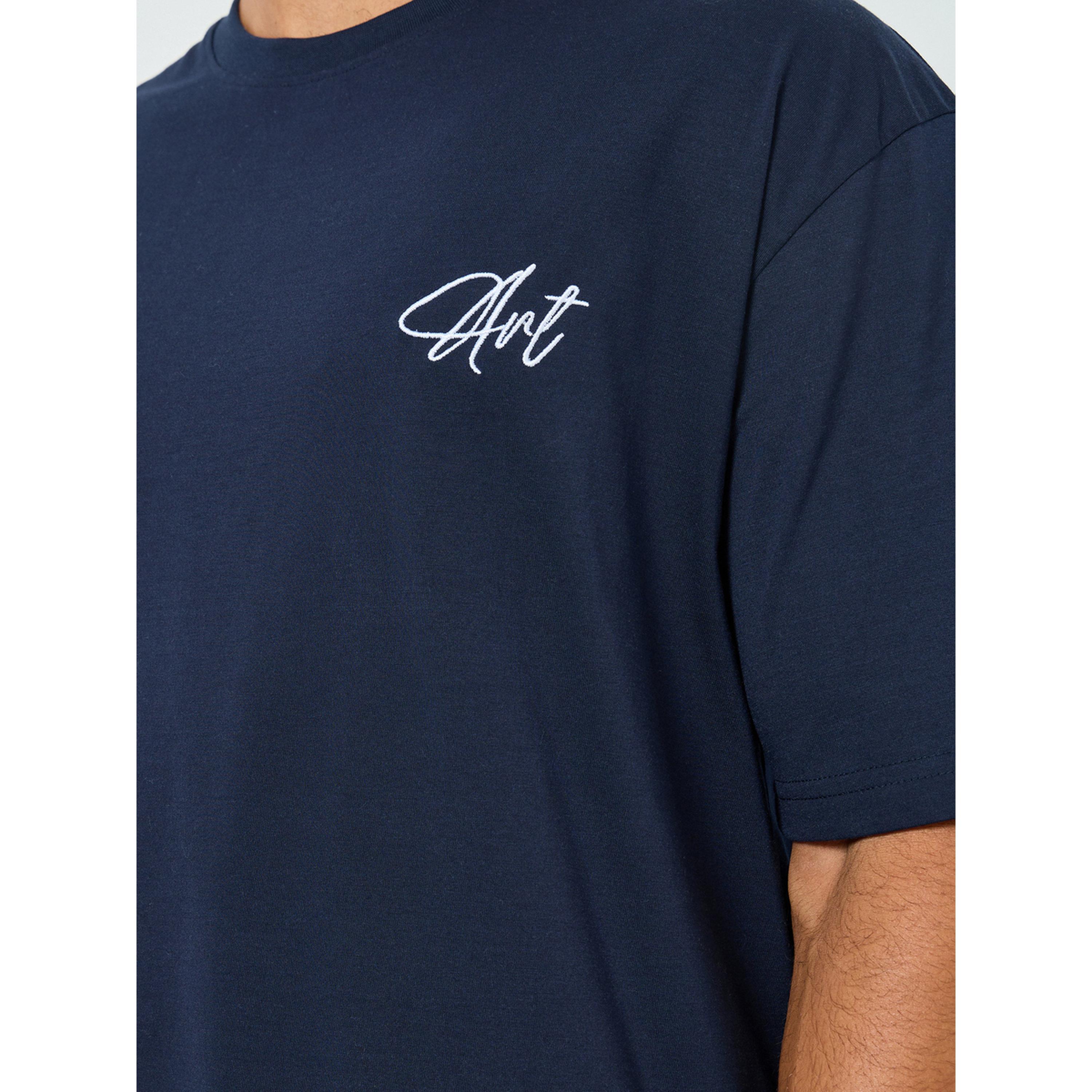 Styli Men Navy Blue Oversized Embroidered T-Shirt-men-clothing-tshirtsandpolos-tshirts-image-4