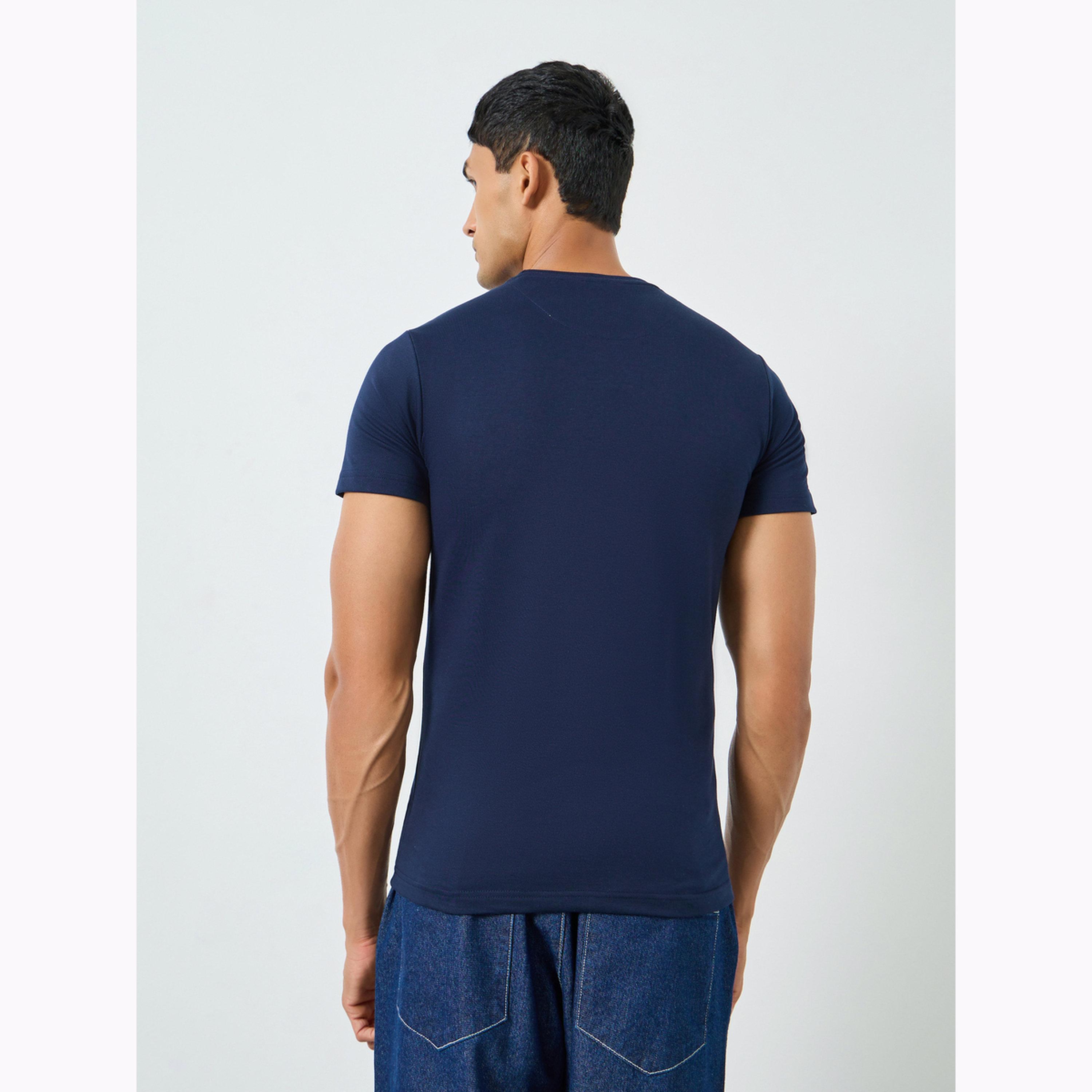 Styli Men Navy Blue Embroidered T-Shirt-men-clothing-tshirtsandpolos-tshirts-image-3