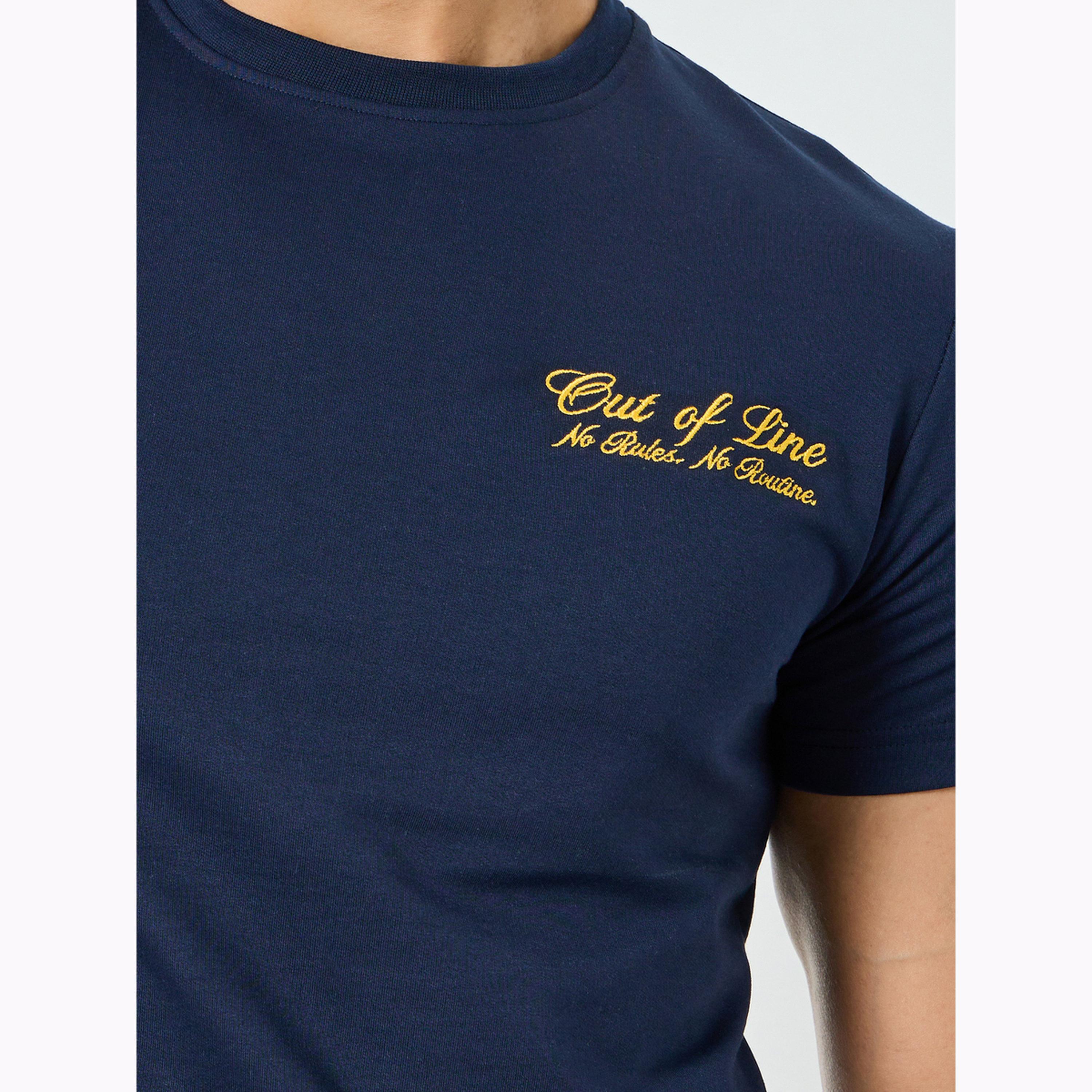 Styli Men Navy Blue Embroidered T-Shirt-men-clothing-tshirtsandpolos-tshirts-image-4