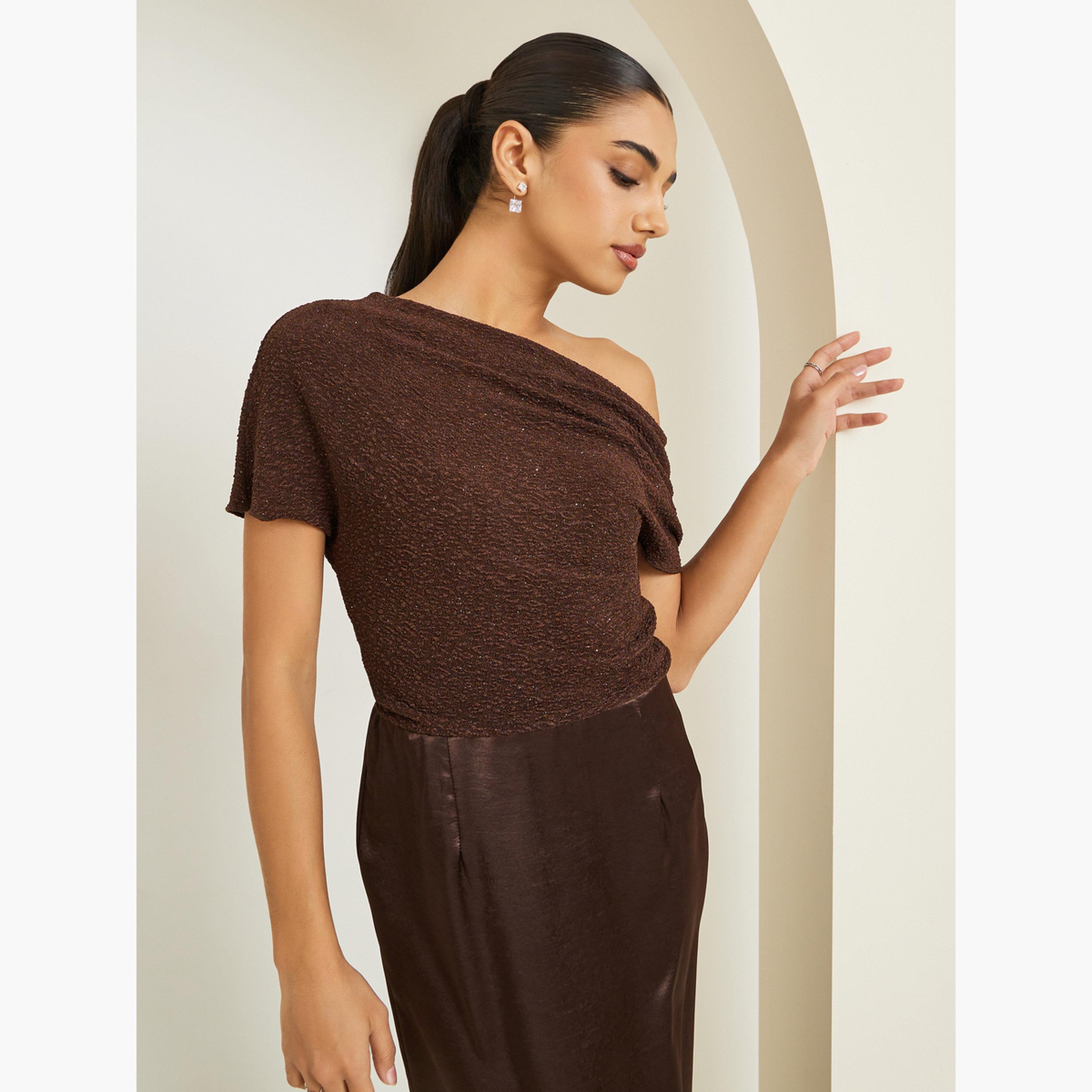 بلوزة محبوكة بياقة غير متماثلة الطول-women-clothing-shirtsandblouses-blouses-image-3