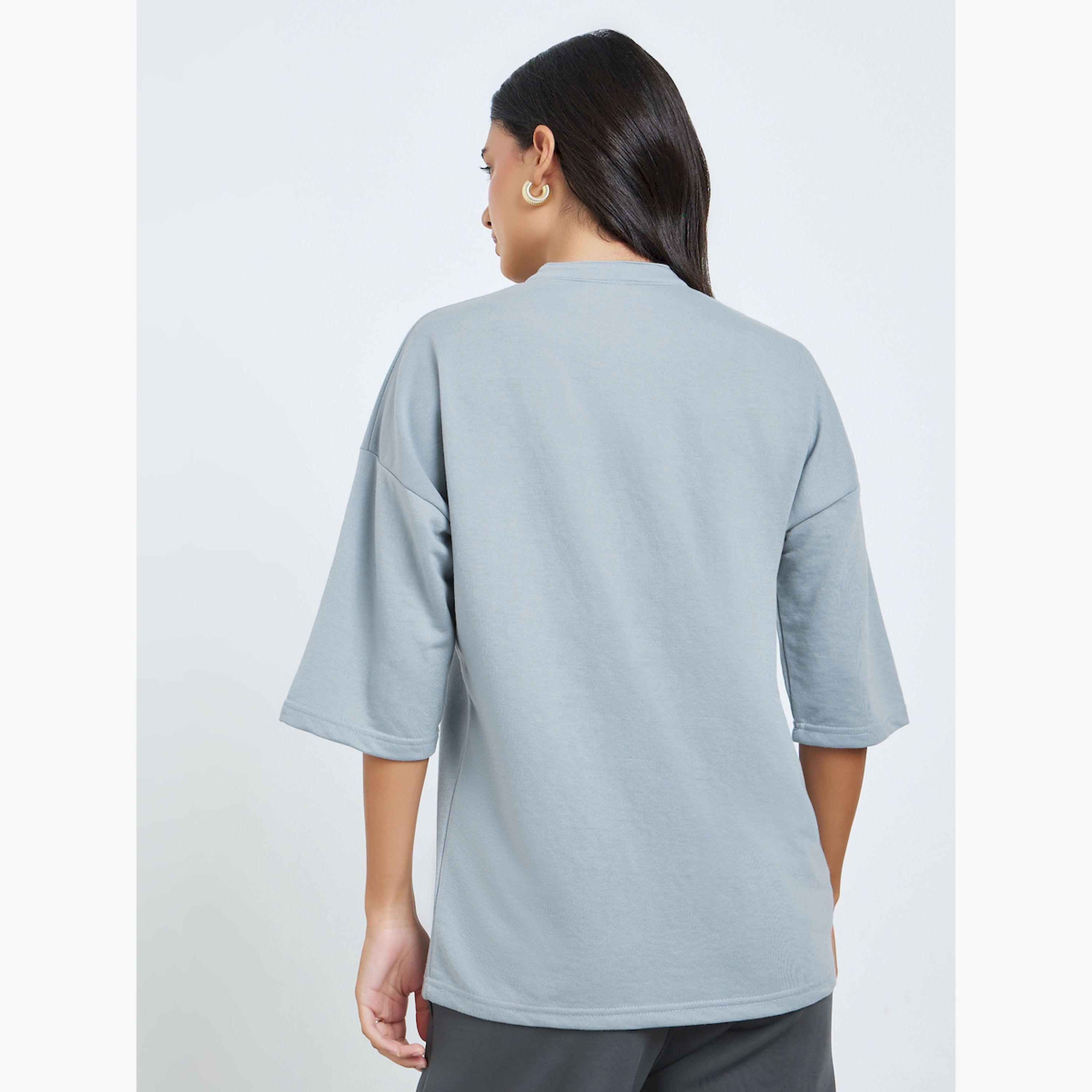 Styli Women Grey Oversized Graphic Print T-Shirt-women-clothing-tshirts-image-4