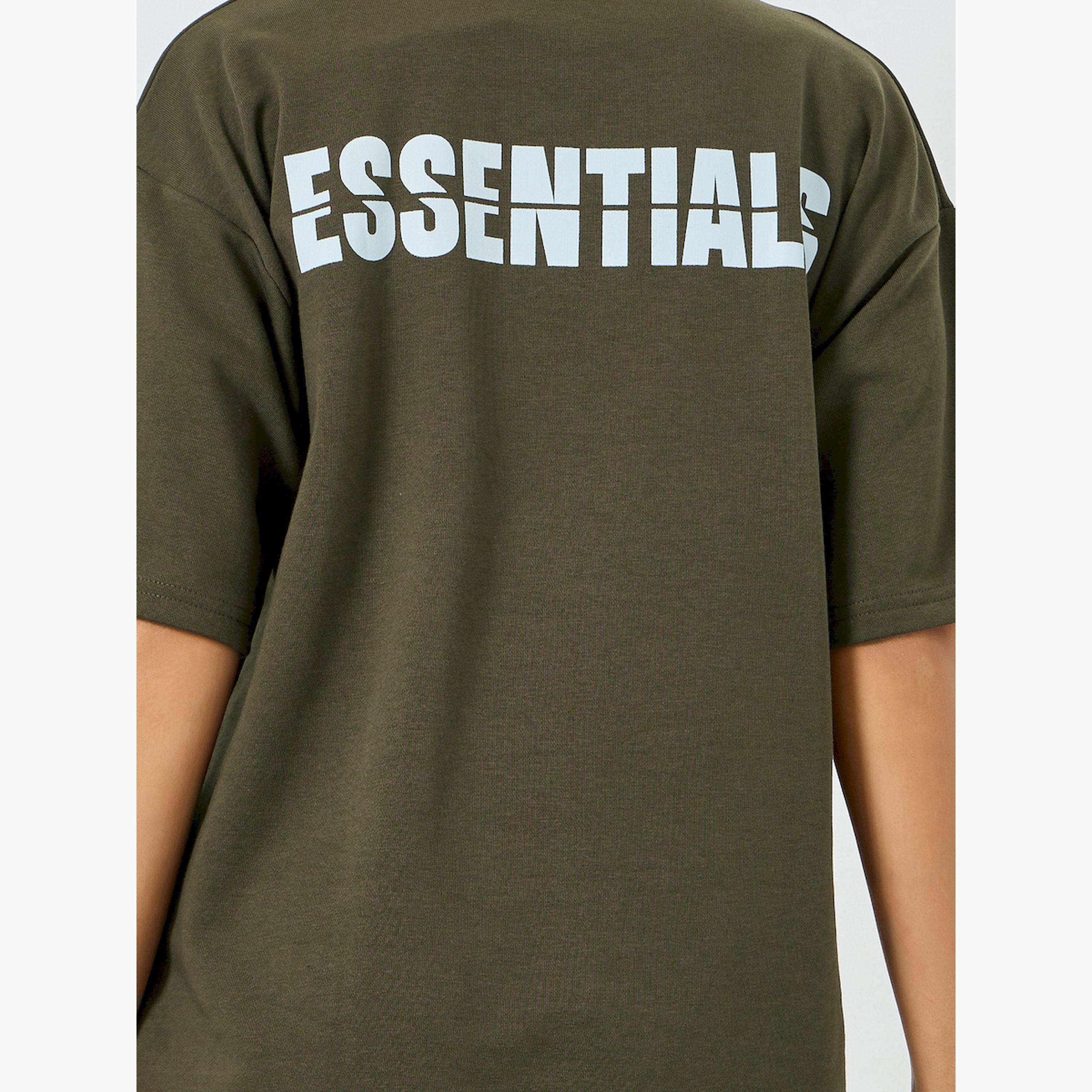 Styli Olive Oversized Essentials Print T-Shirt-women-clothing-tshirts-image-5