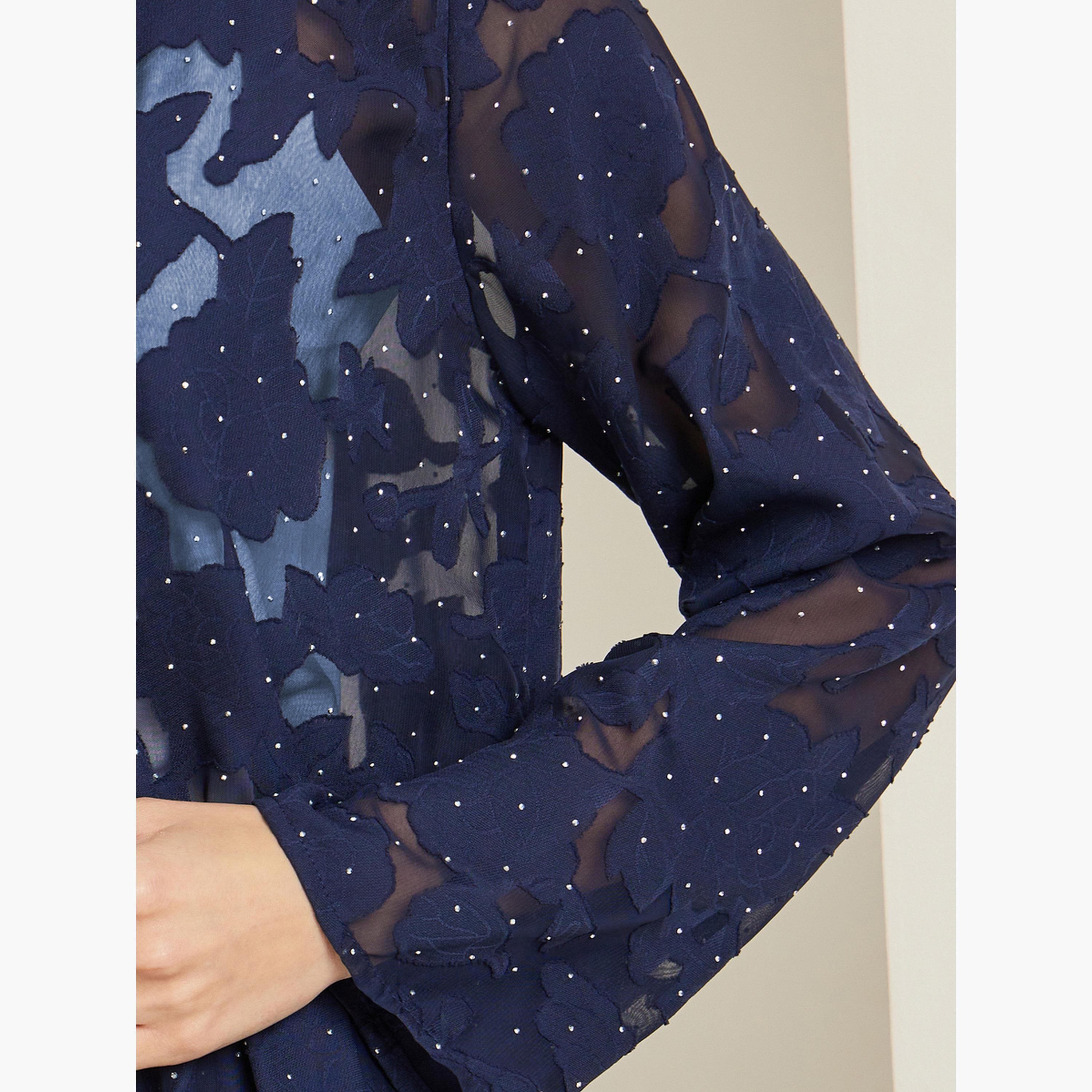 طقم منسق من كيمونو وبنطال جاكار مزين بمسامير-women-clothing-coordsets-image-3