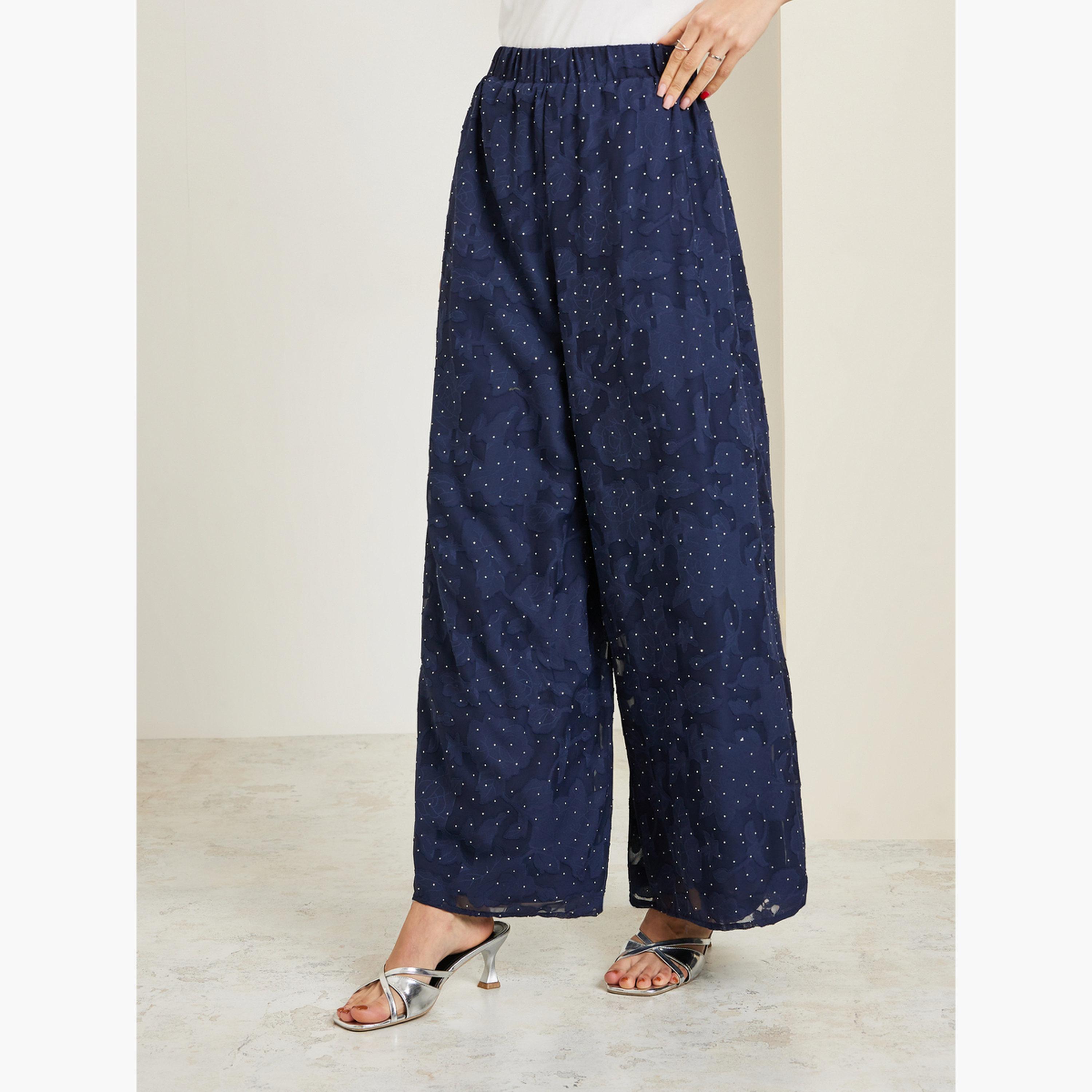 طقم منسق من كيمونو وبنطال جاكار مزين بمسامير-women-clothing-coordsets-image-4