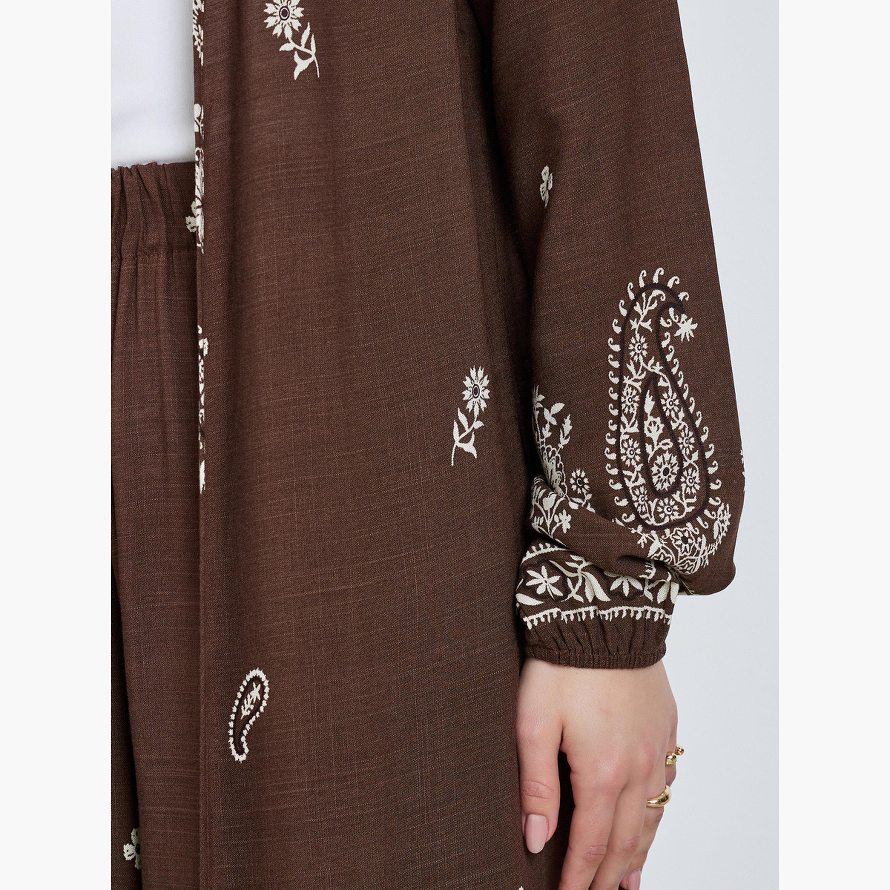 طقم منسق من كيمونو وبنطال بطبعة بيزلي-women-clothing-coordsets-image-4