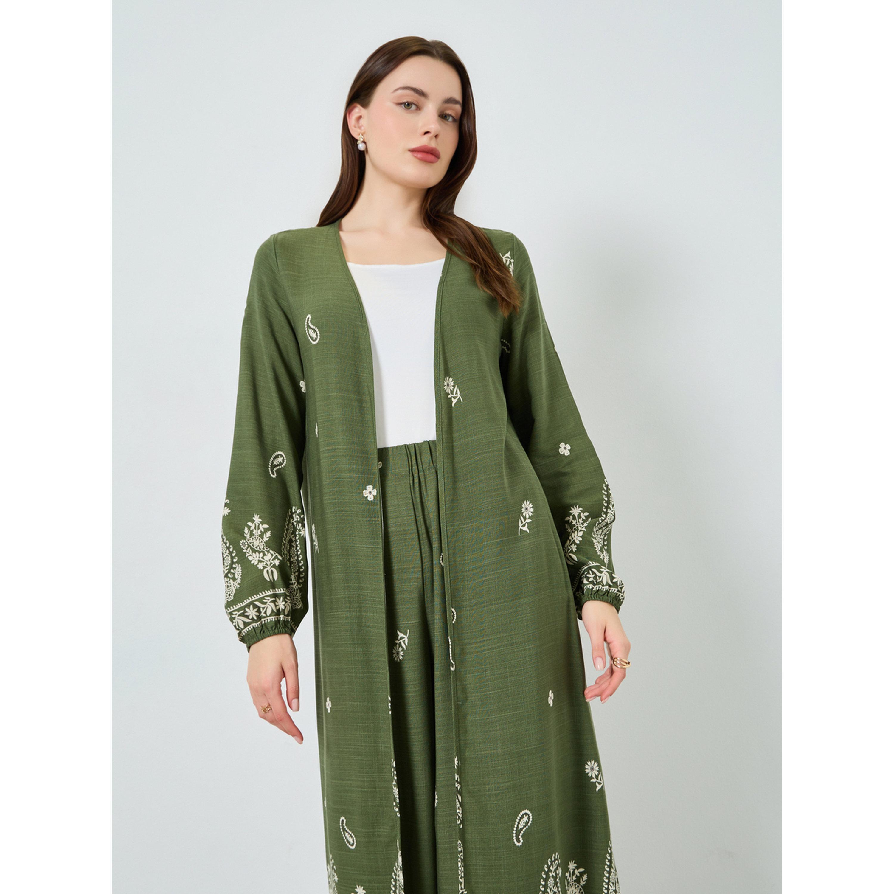 طقم منسق من كيمونو بطبعة بيزلي وبنطال-women-clothing-coordsets-image-3
